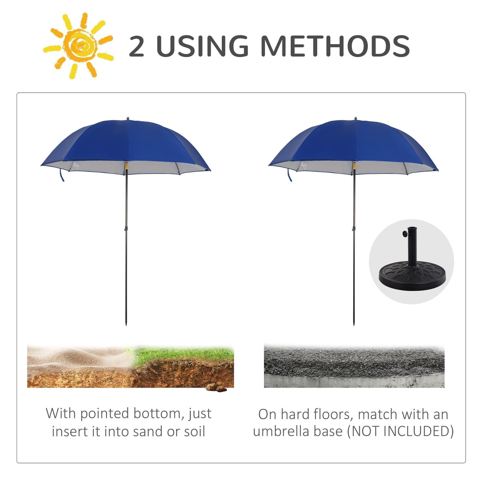 Outsunny 2m Beach Umbrella with Sides - Blue - ALL4U RETAILER LTD