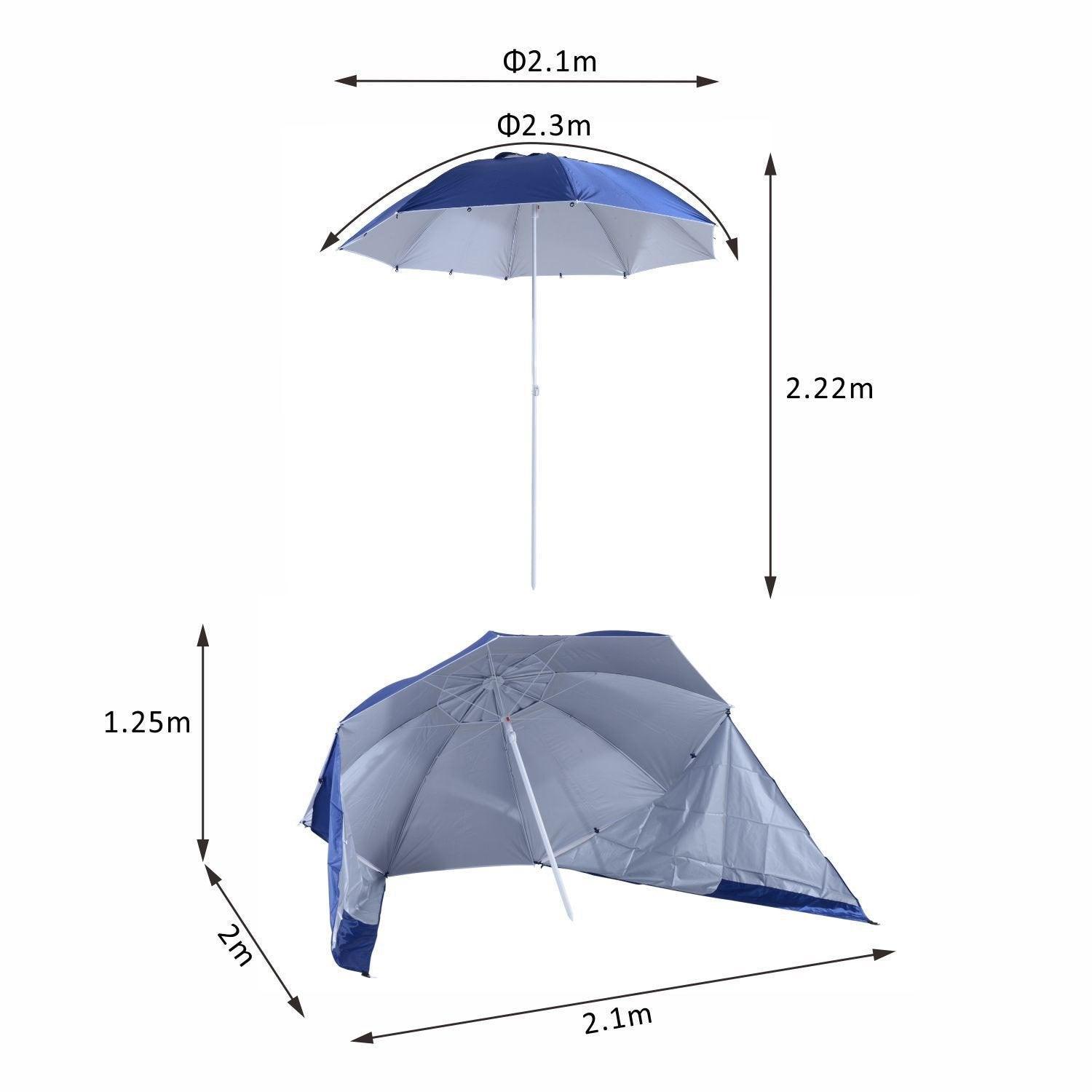 Outsunny 2m Blue Beach Umbrella - Polyester/Steel - ALL4U RETAILER LTD