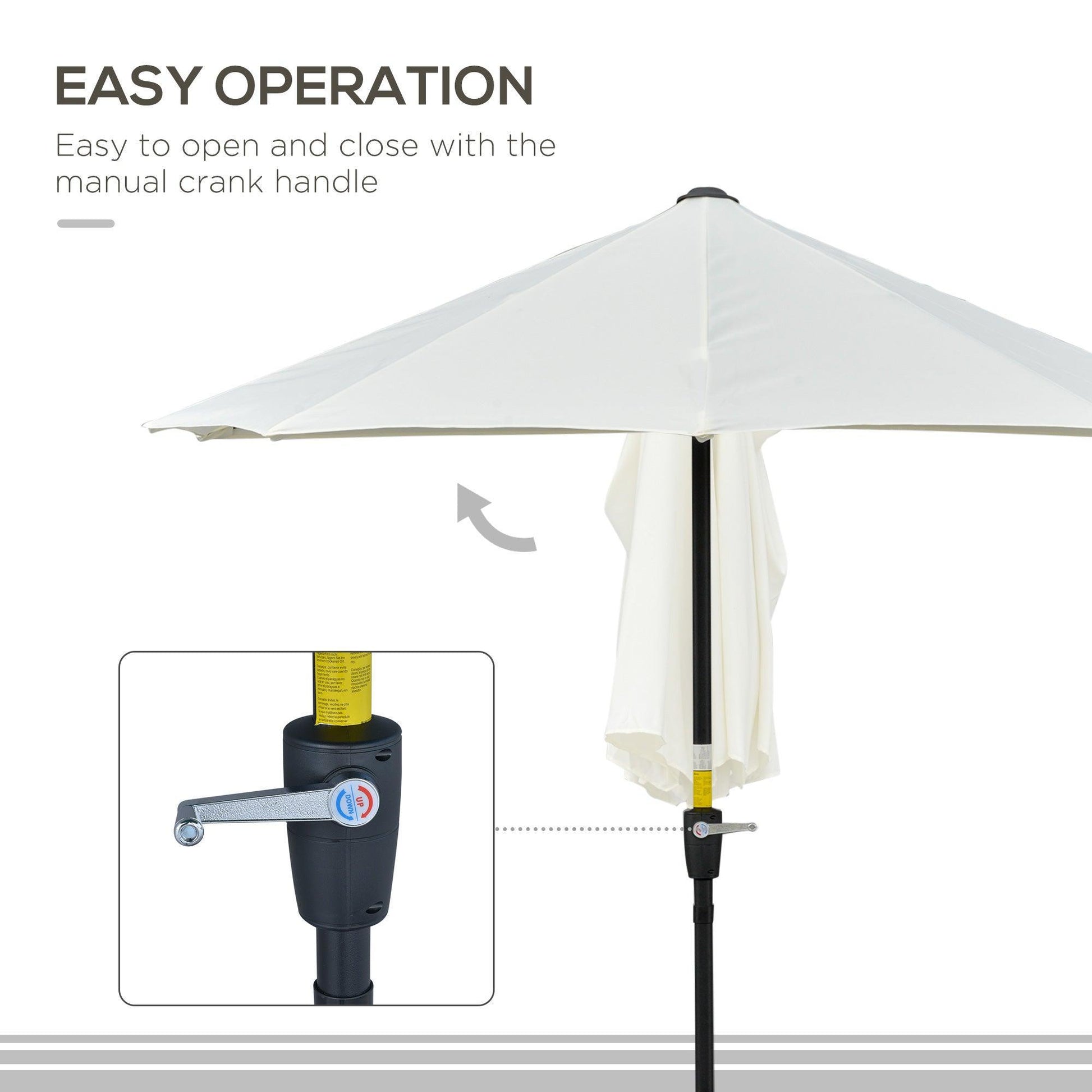 Outsunny 2m Half Parasol - Double Canopy, Cream - ALL4U RETAILER LTD