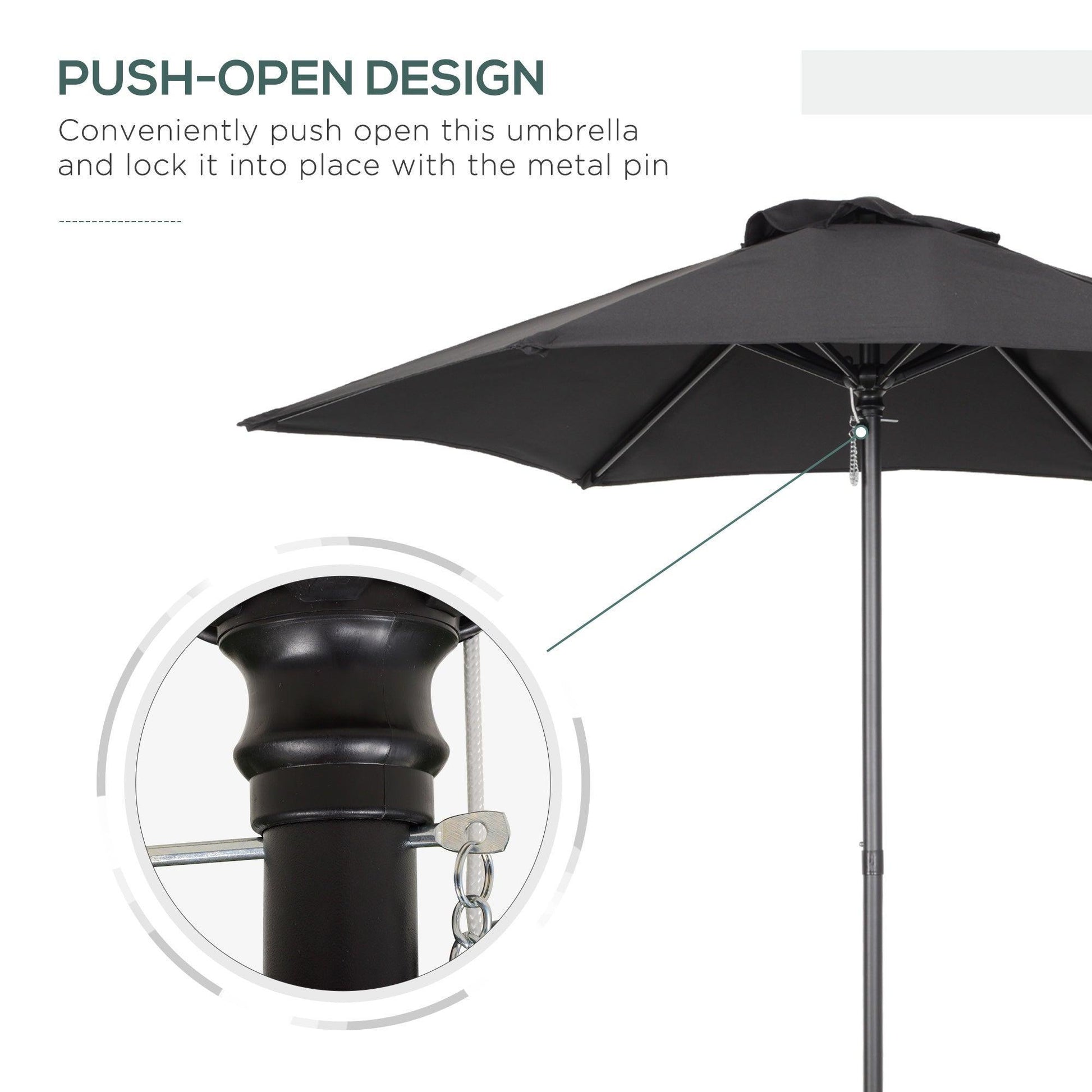 Outsunny 2m Patio Umbrella - Sun Shade with Sturdy Ribs - ALL4U RETAILER LTD