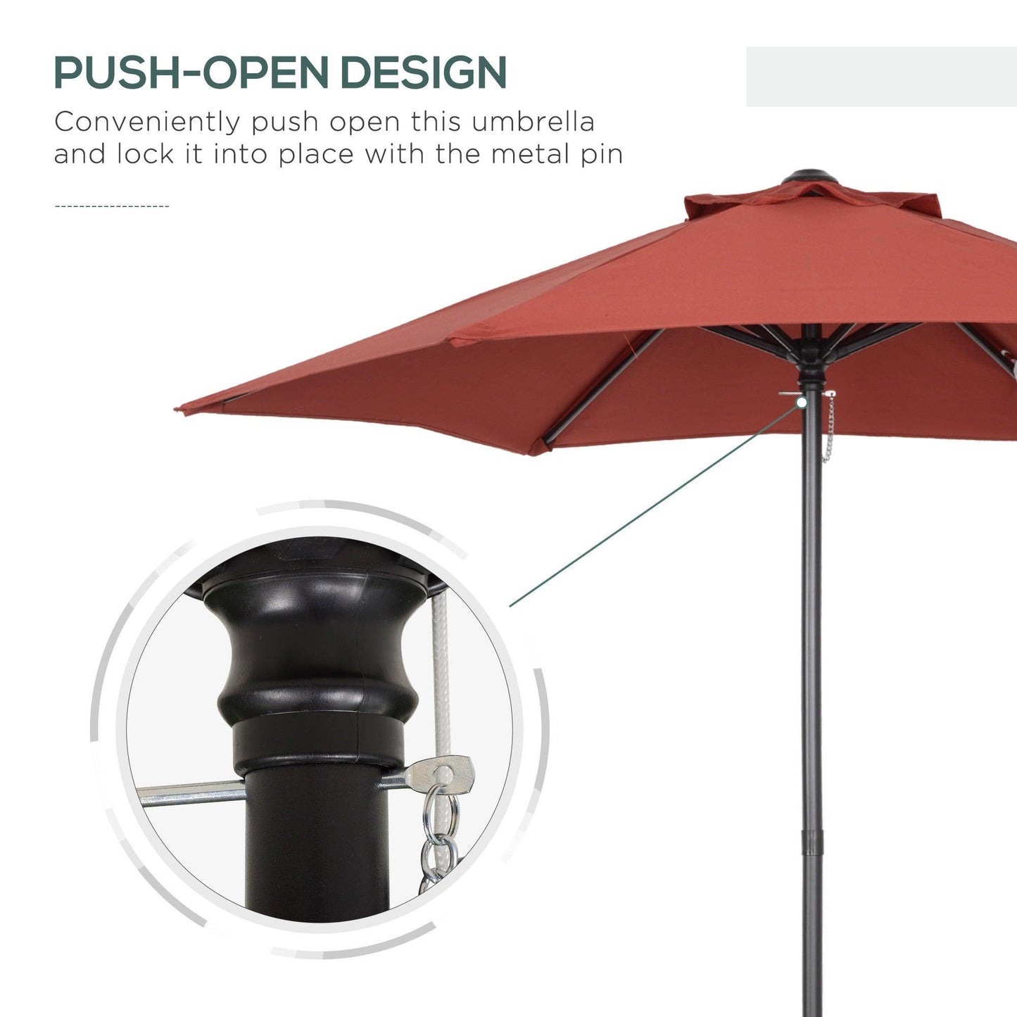 Outsunny 2m Patio Umbrella - Wine Red - ALL4U RETAILER LTD