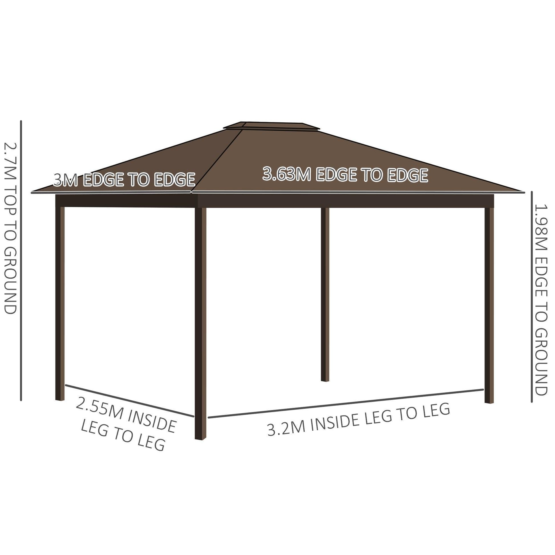 Outsunny Outdoor Hardtop Gazebo - 3.6 x 3m - ALL4U RETAILER LTD