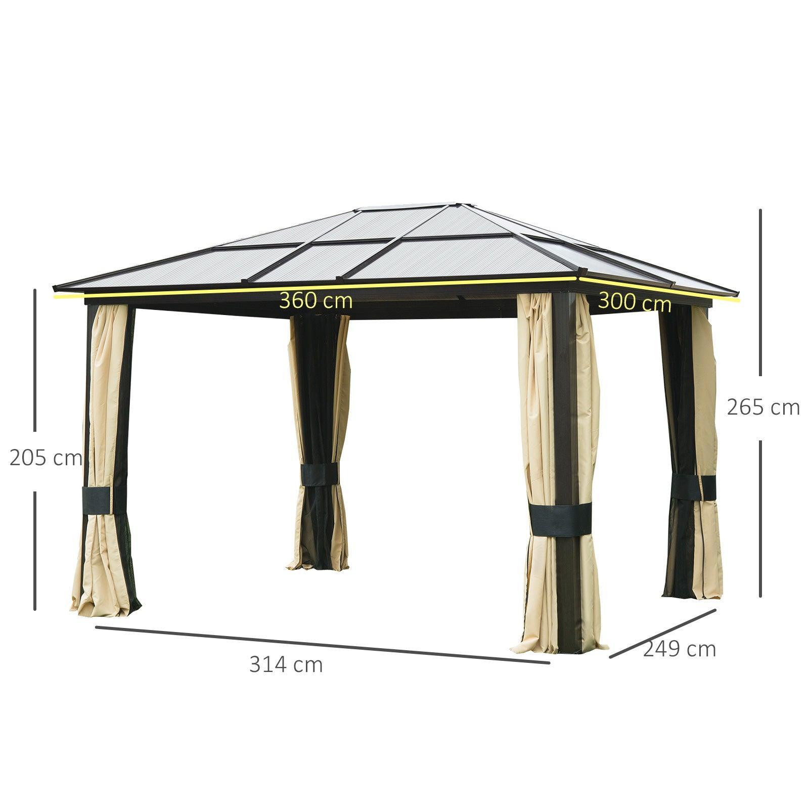 Outsunny 3.6m Hardtop Gazebo - Brown - ALL4U RETAILER LTD