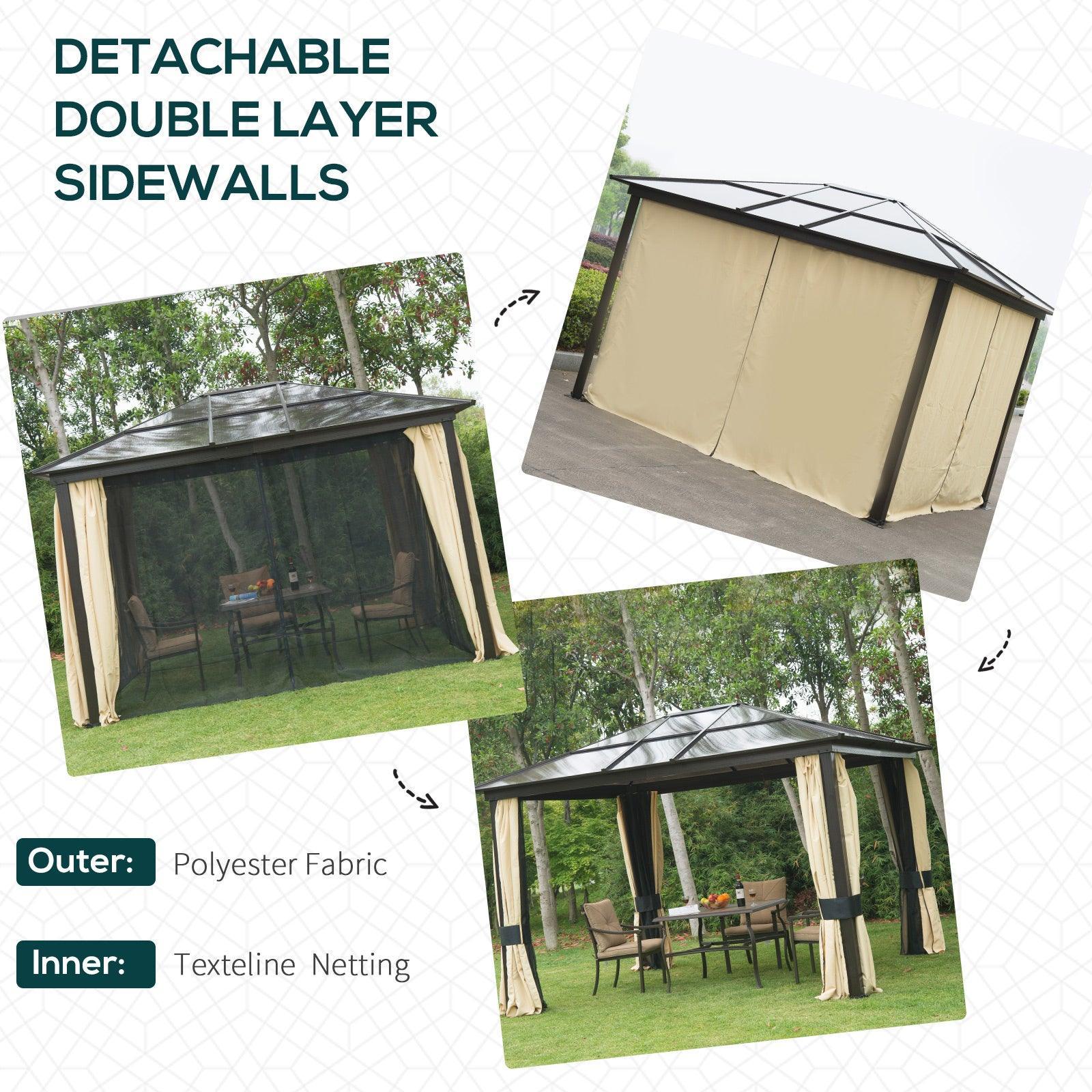 Outsunny 3.6m Hardtop Gazebo - Brown - ALL4U RETAILER LTD