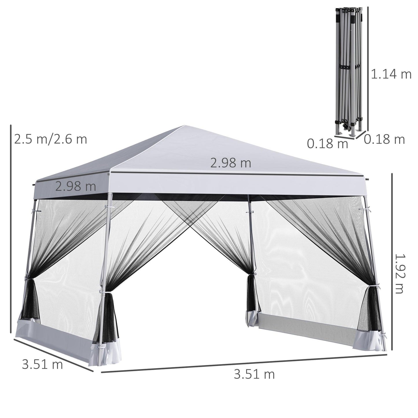 Outsunny 3.6m Pop Up Steel Garden Gazebo - ALL4U RETAILER LTD