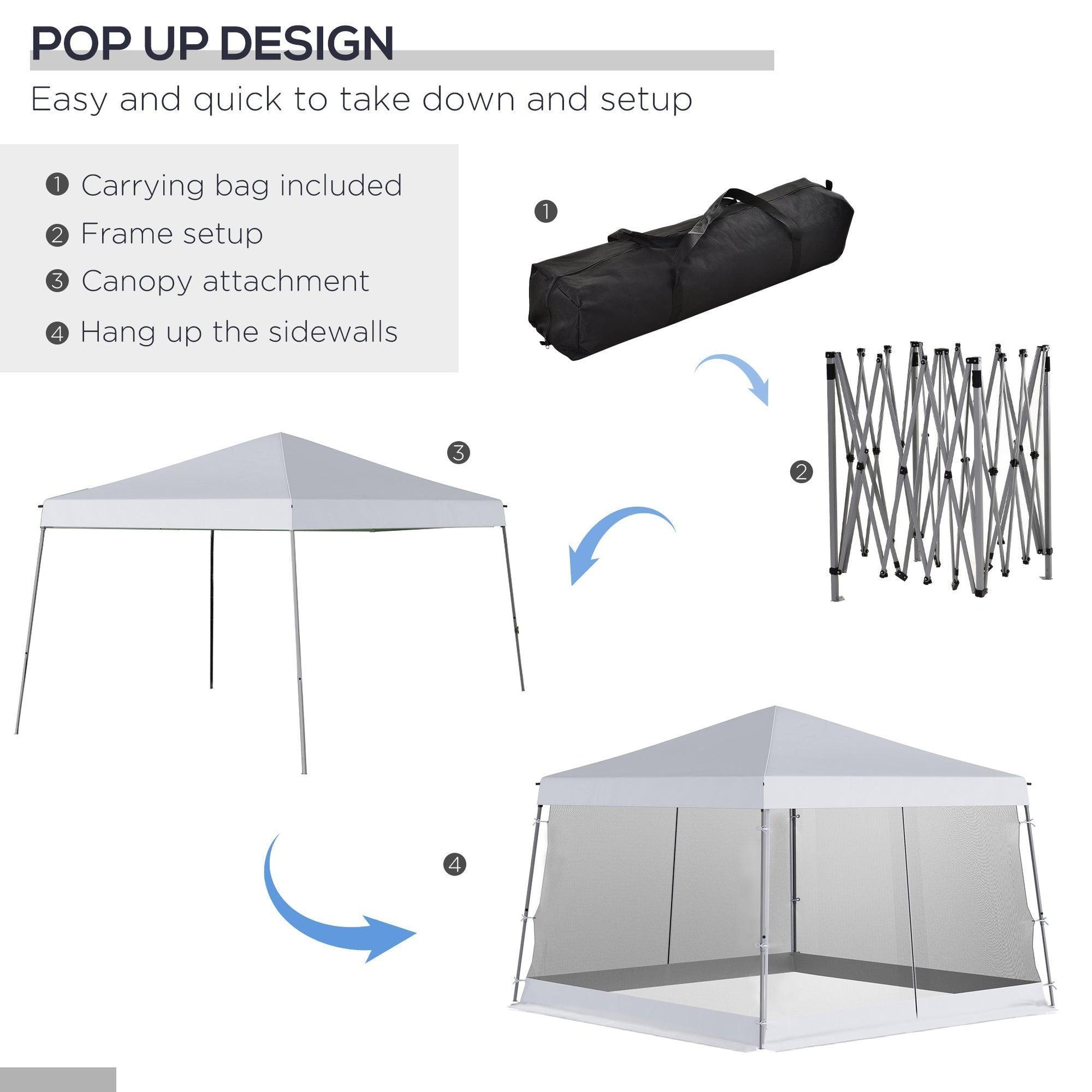 Outsunny 3.6m Pop Up Steel Garden Gazebo - ALL4U RETAILER LTD