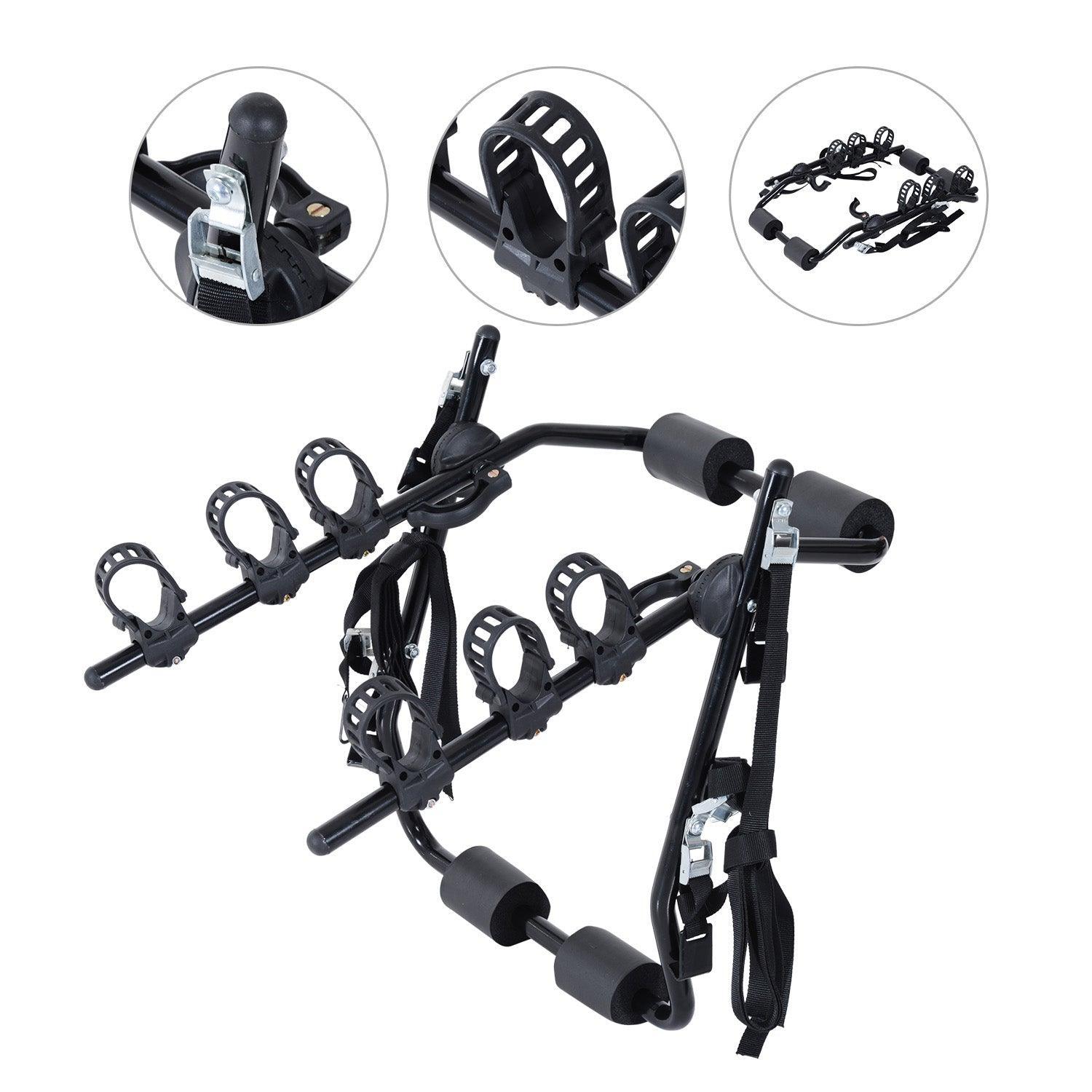 Outsunny 3-Bike Car Rack, Black - ALL4U RETAILER LTD