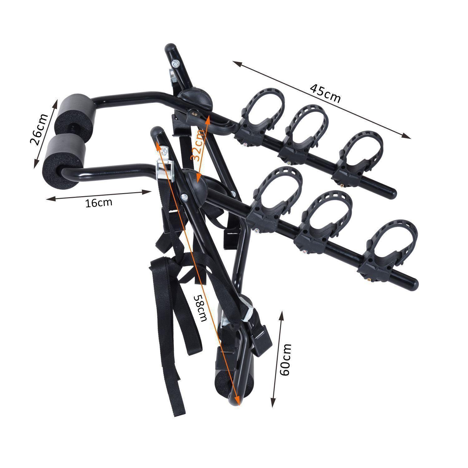 Outsunny 3-Bike Car Rack, Black - ALL4U RETAILER LTD