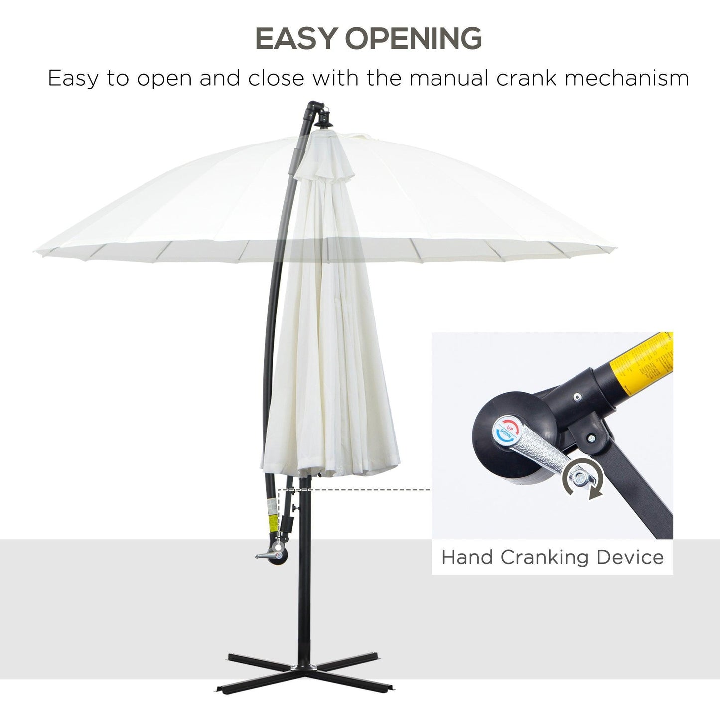 Outsunny Off-White Cantilever Parasol - 3m - ALL4U RETAILER LTD