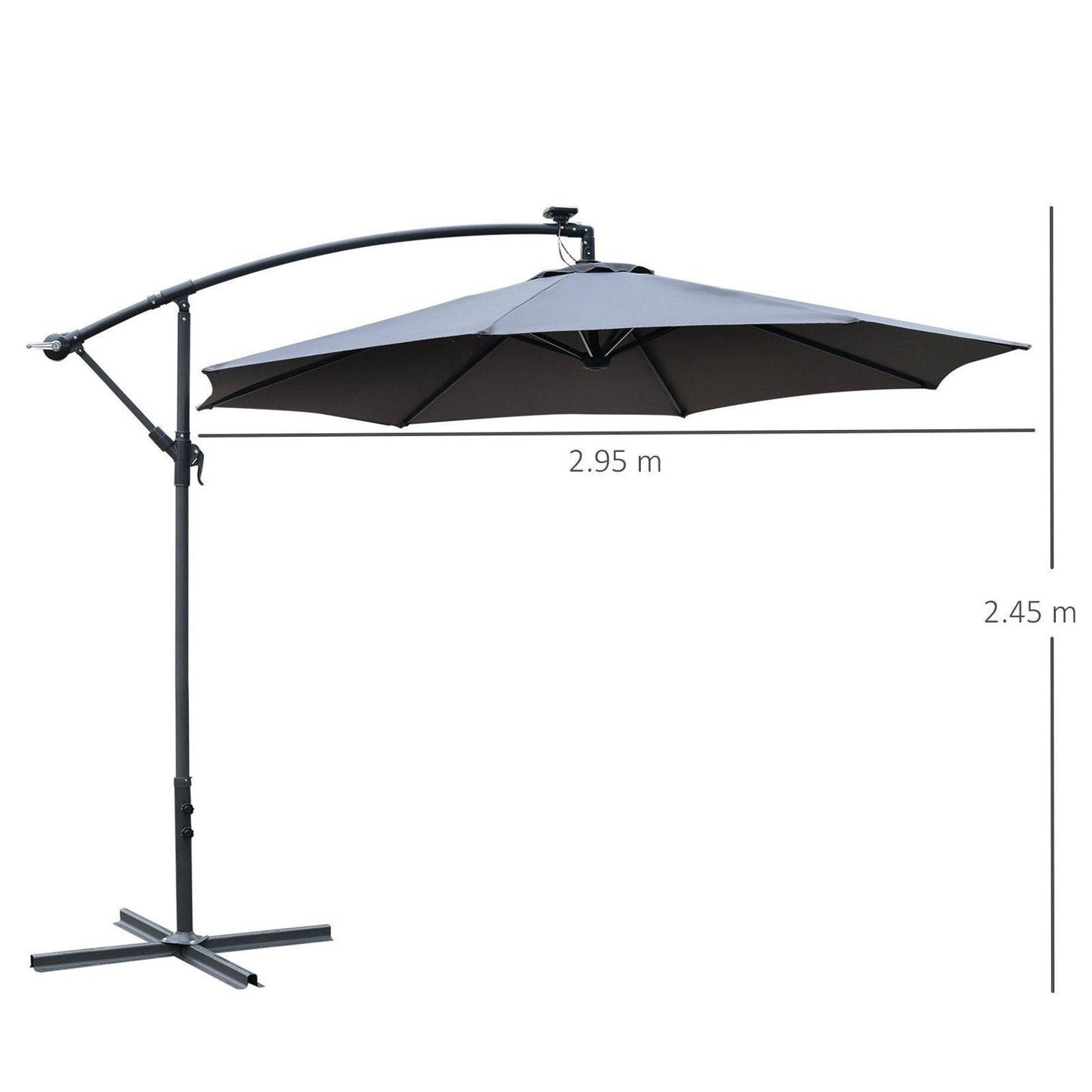 Outsunny LED Cantilever Umbrella with Solar Lights - ALL4U RETAILER LTD