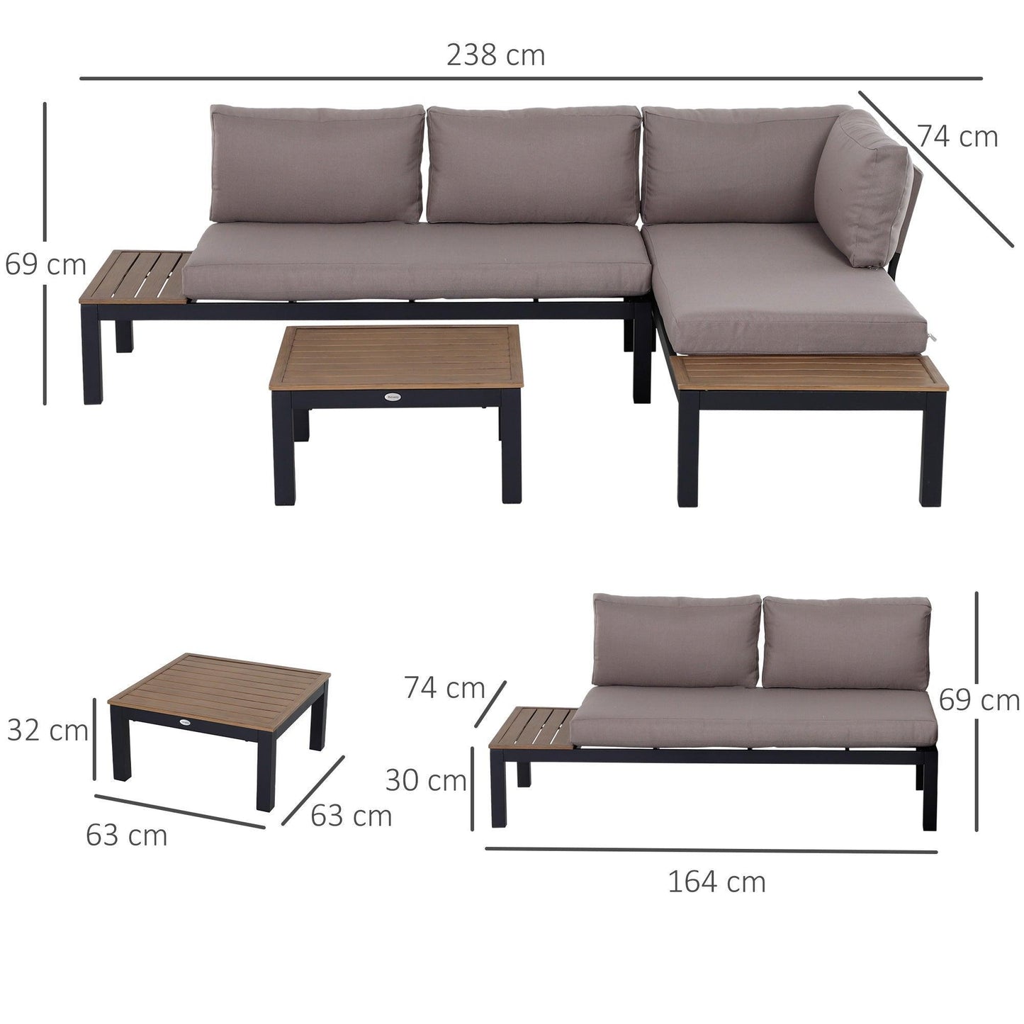 Outsunny 3-Piece Garden Furniture Set - ALL4U RETAILER LTD