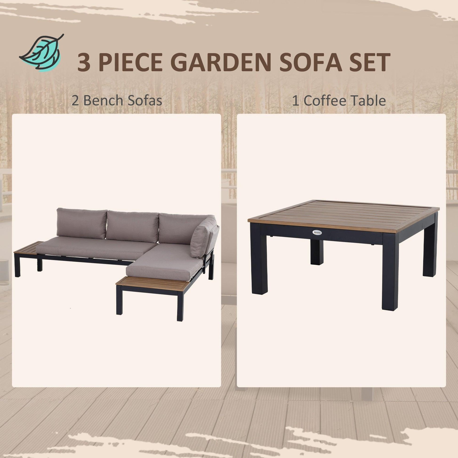 Outsunny 3-Piece Garden Furniture Set - ALL4U RETAILER LTD