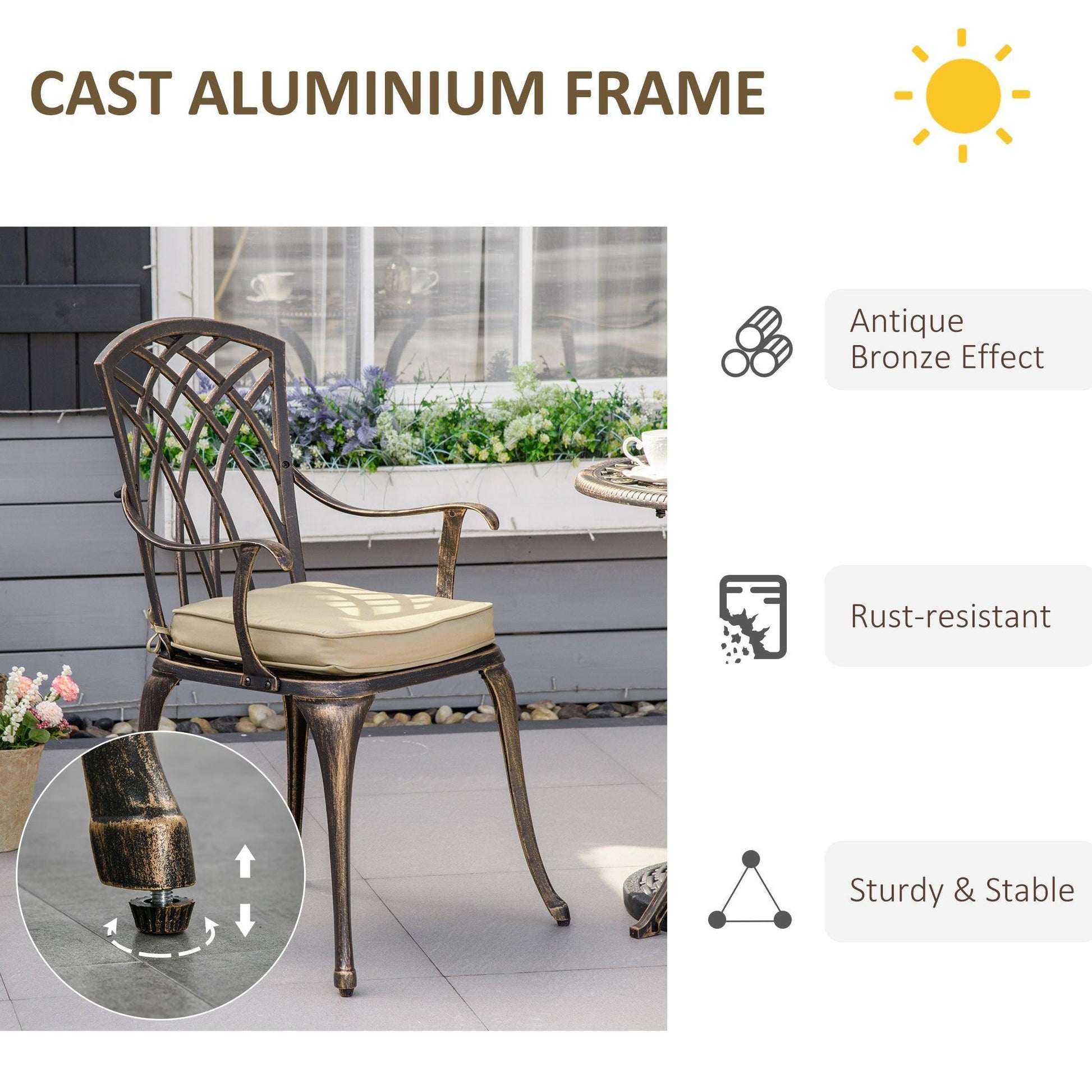 Outsunny 3-Piece Patio Bistro Set - Bronze - ALL4U RETAILER LTD