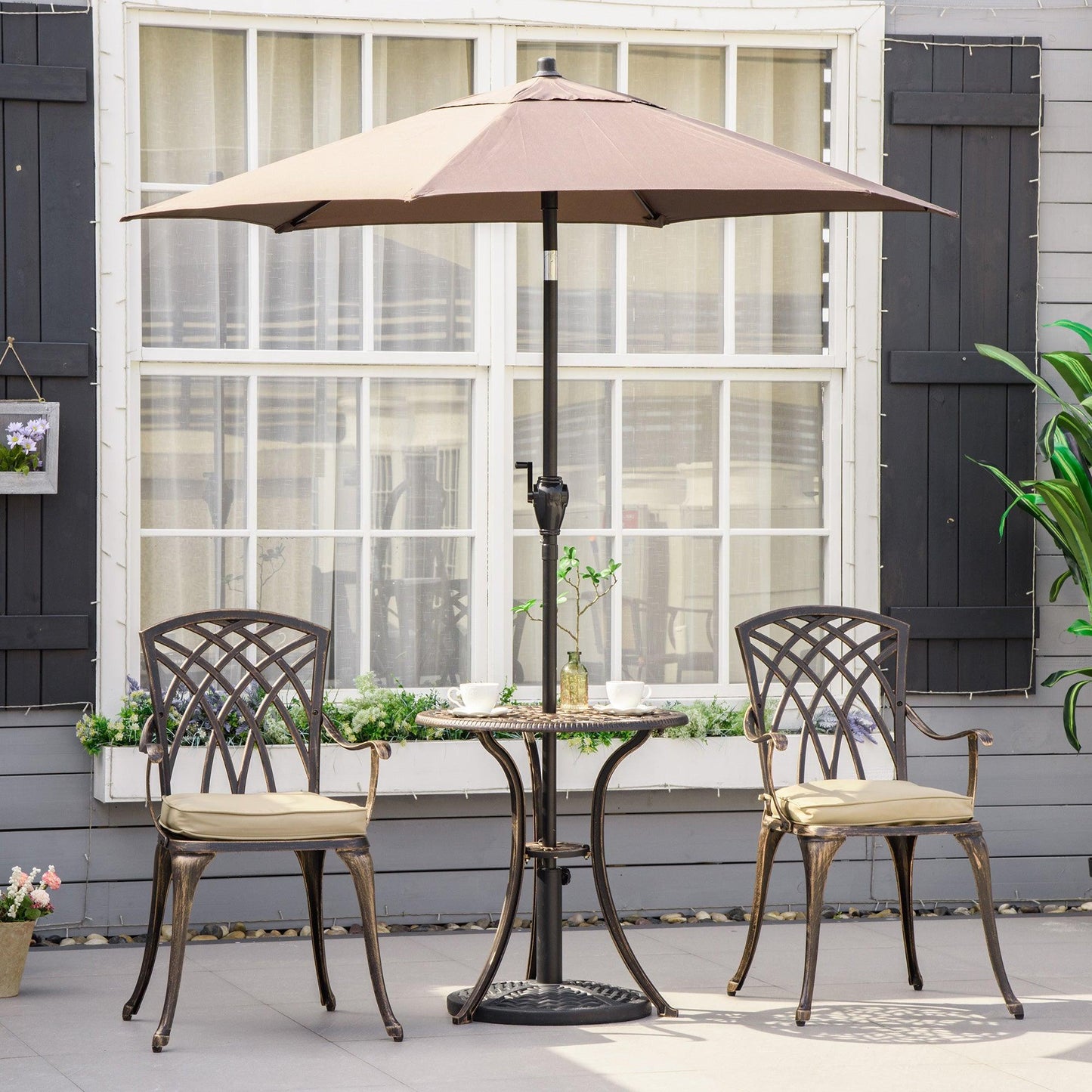 Outsunny 3-Piece Patio Bistro Set - Bronze - ALL4U RETAILER LTD