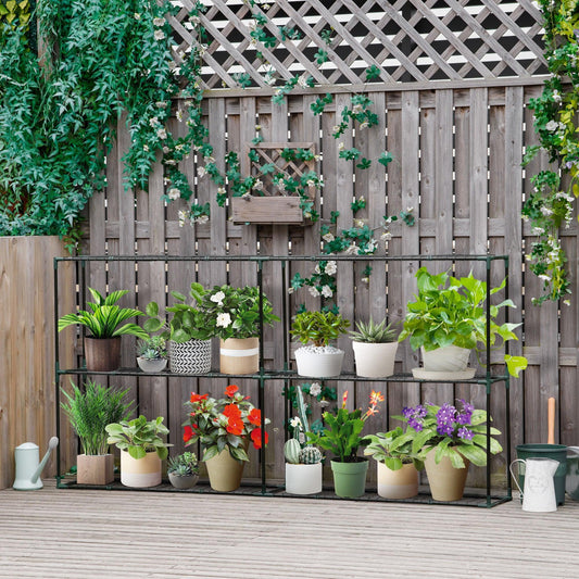 Outsunny 3 Tier Metal Plant Stand: Stylish Greenhouse Staging - ALL4U RETAILER LTD