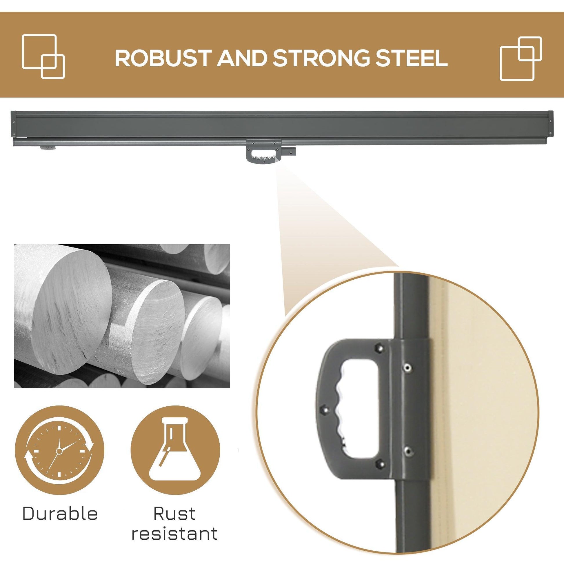 Outsunny Retractable Sun Side Awning, Cream - 3 x 2m - ALL4U RETAILER LTD