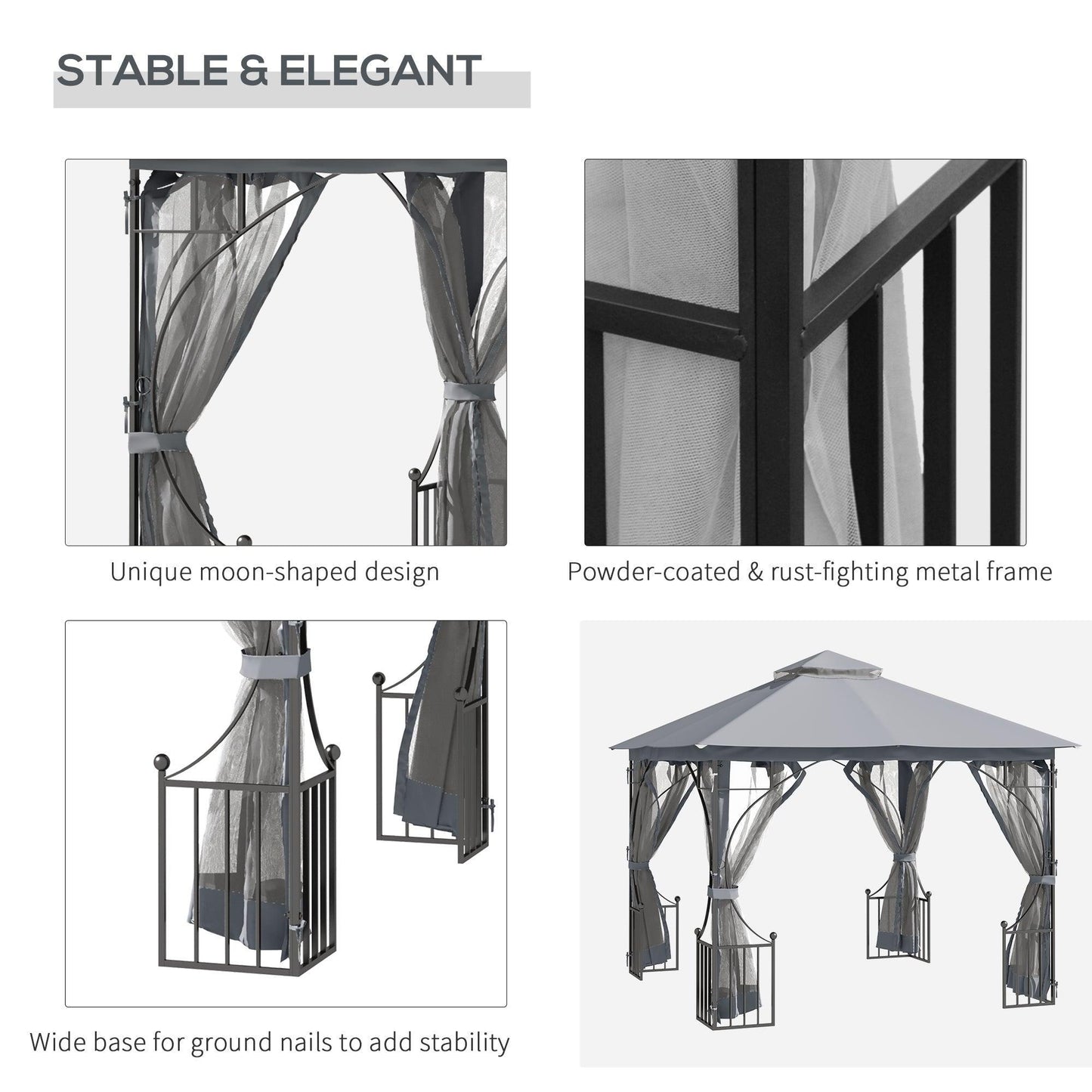 Outsunny Garden Gazebo - Shade Shelter for Outdoor Events - ALL4U RETAILER LTD