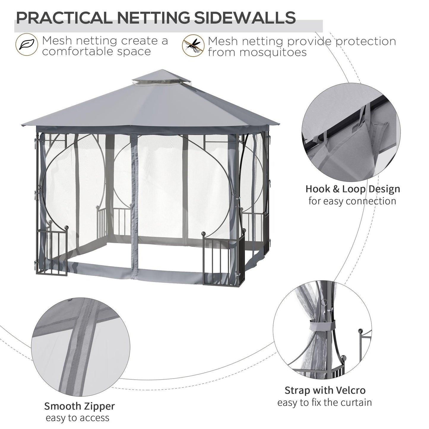 Outsunny Garden Gazebo - Shade Shelter for Outdoor Events - ALL4U RETAILER LTD