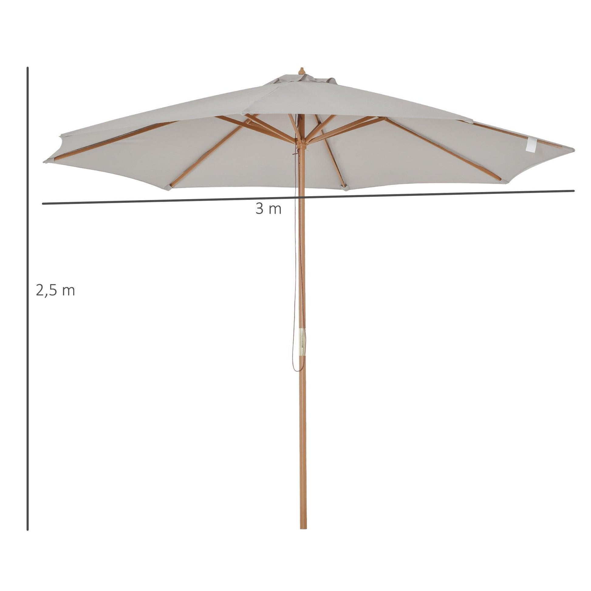 Outsunny 3m Bamboo Garden Parasol, Grey - ALL4U RETAILER LTD