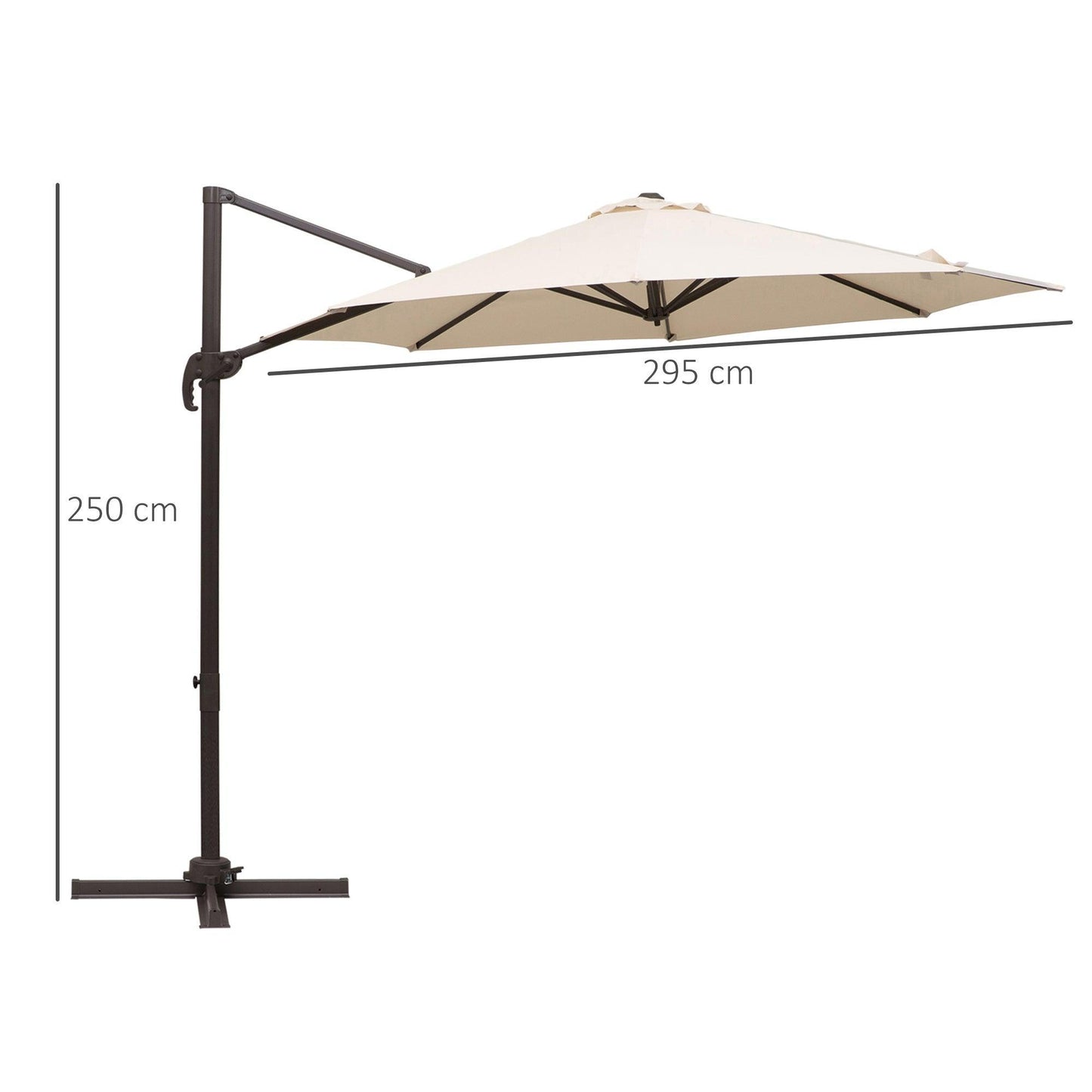 Outsunny 3M Cantilever Hanging Umbrella: Elegant Beige Shade - ALL4U RETAILER LTD