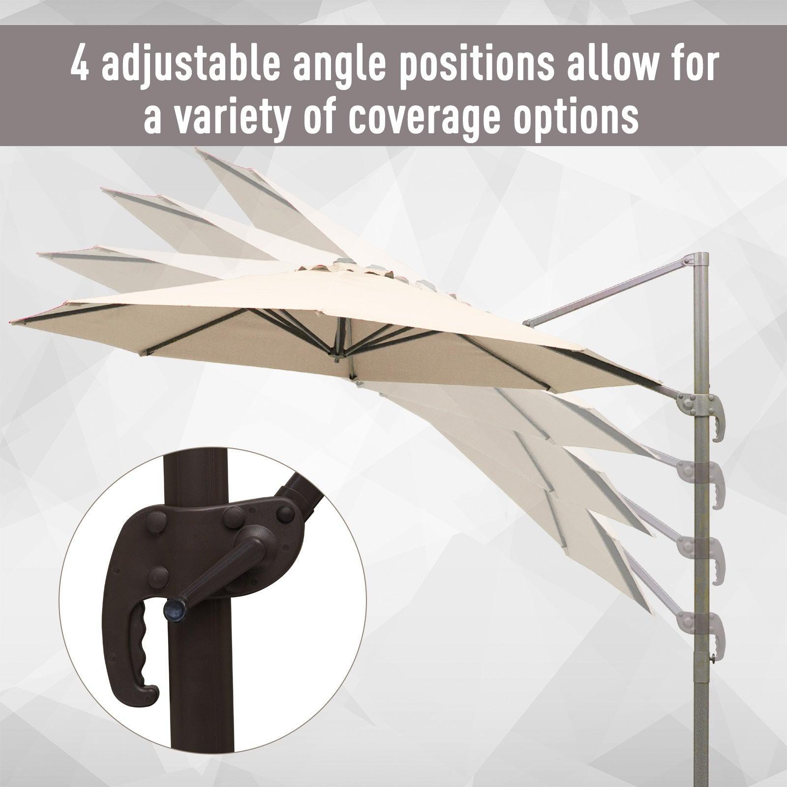 Outsunny 3M Cantilever Hanging Umbrella: Elegant Beige Shade - ALL4U RETAILER LTD