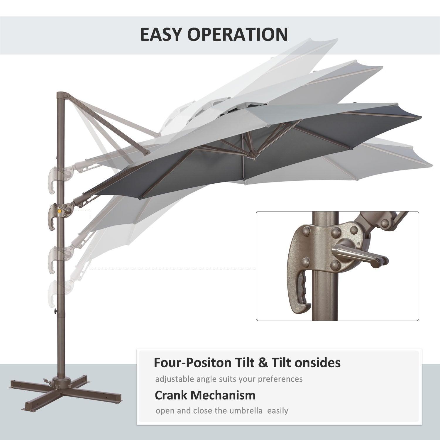 Outsunny 3m Cantilever Parasol - Dark Grey - ALL4U RETAILER LTD