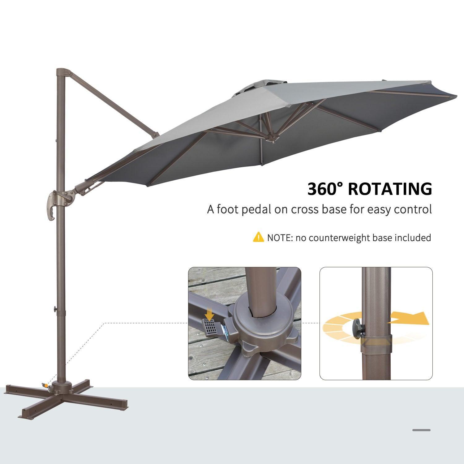 Outsunny 3m Cantilever Parasol - Dark Grey - ALL4U RETAILER LTD