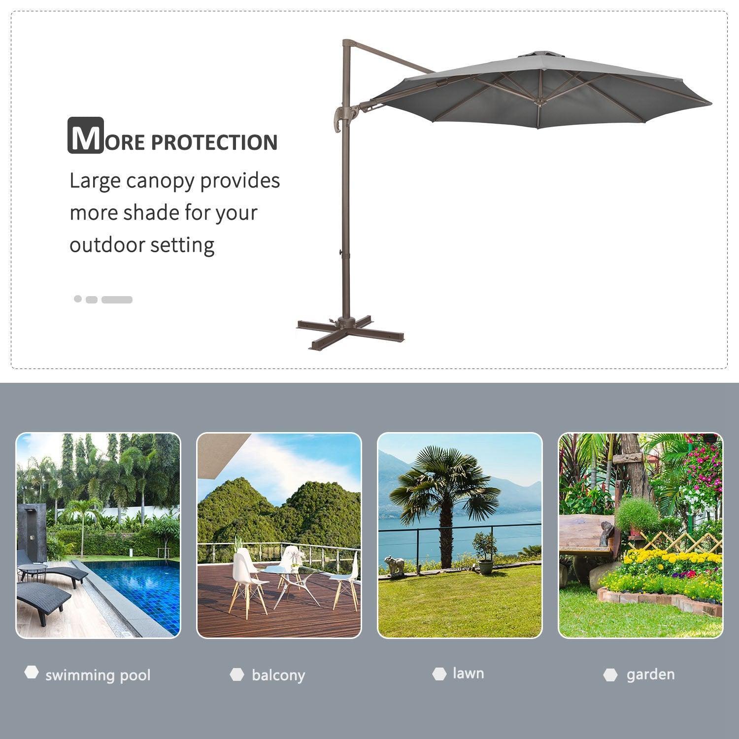 Outsunny 3m Cantilever Parasol - Dark Grey - ALL4U RETAILER LTD