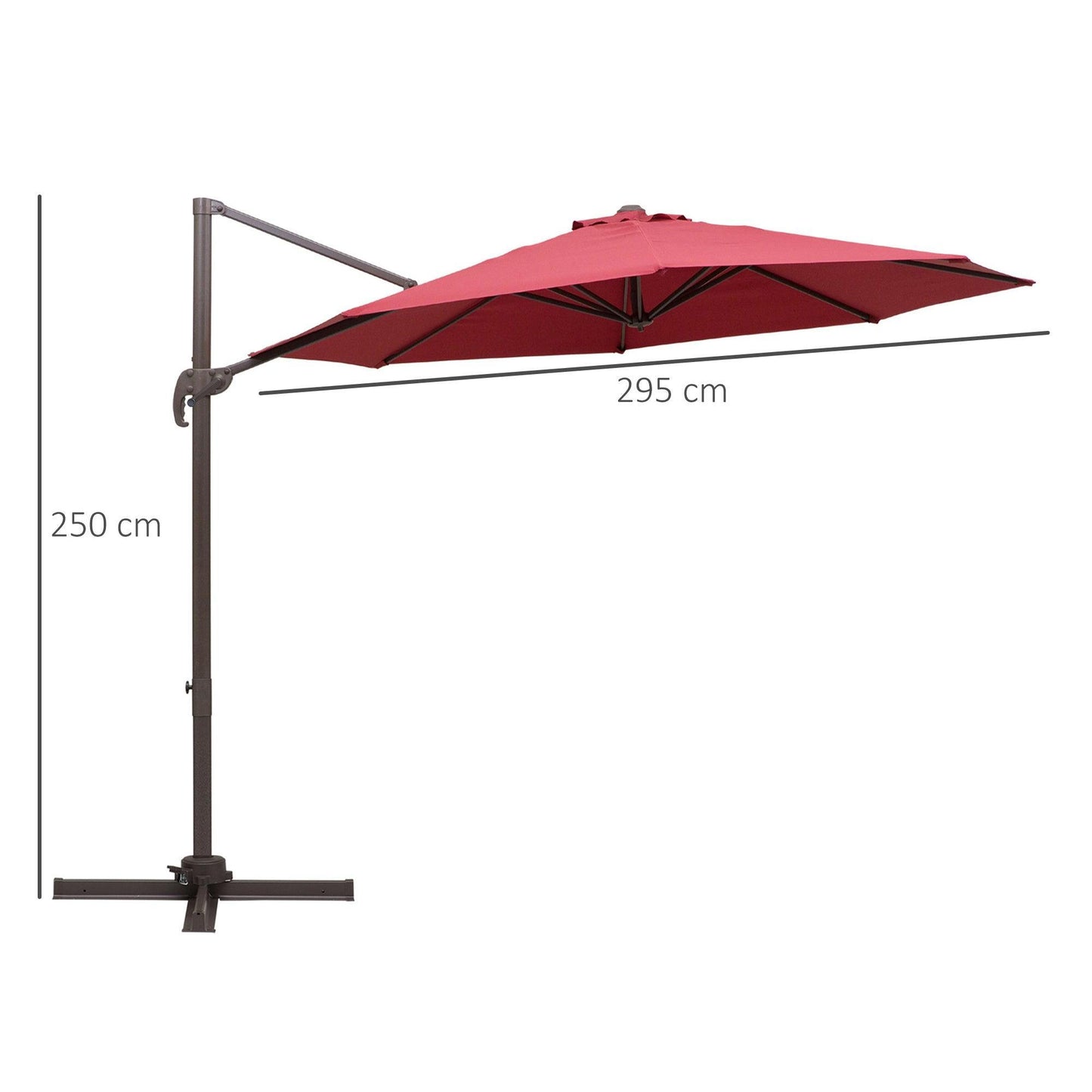 Outsunny 3m Cantilever Parasol - Wine Red - ALL4U RETAILER LTD