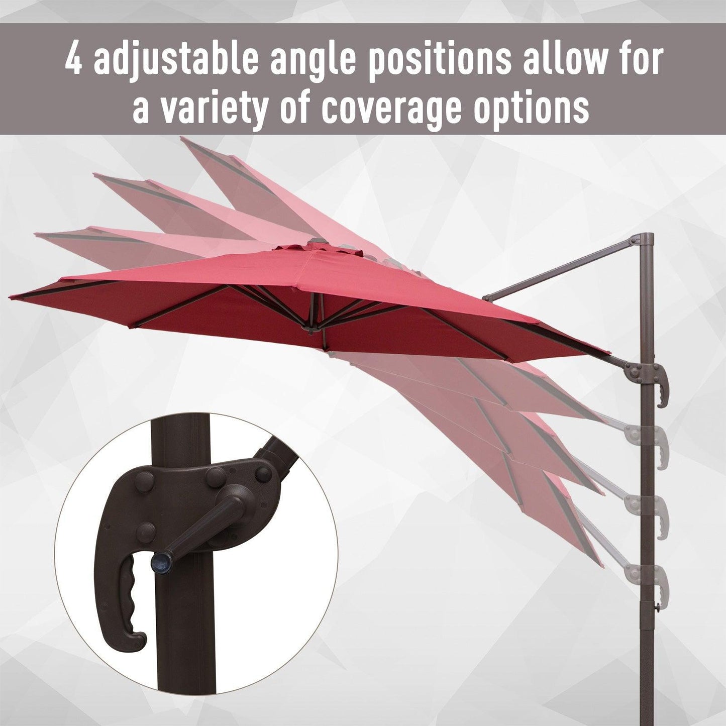 Outsunny 3m Cantilever Parasol - Wine Red - ALL4U RETAILER LTD