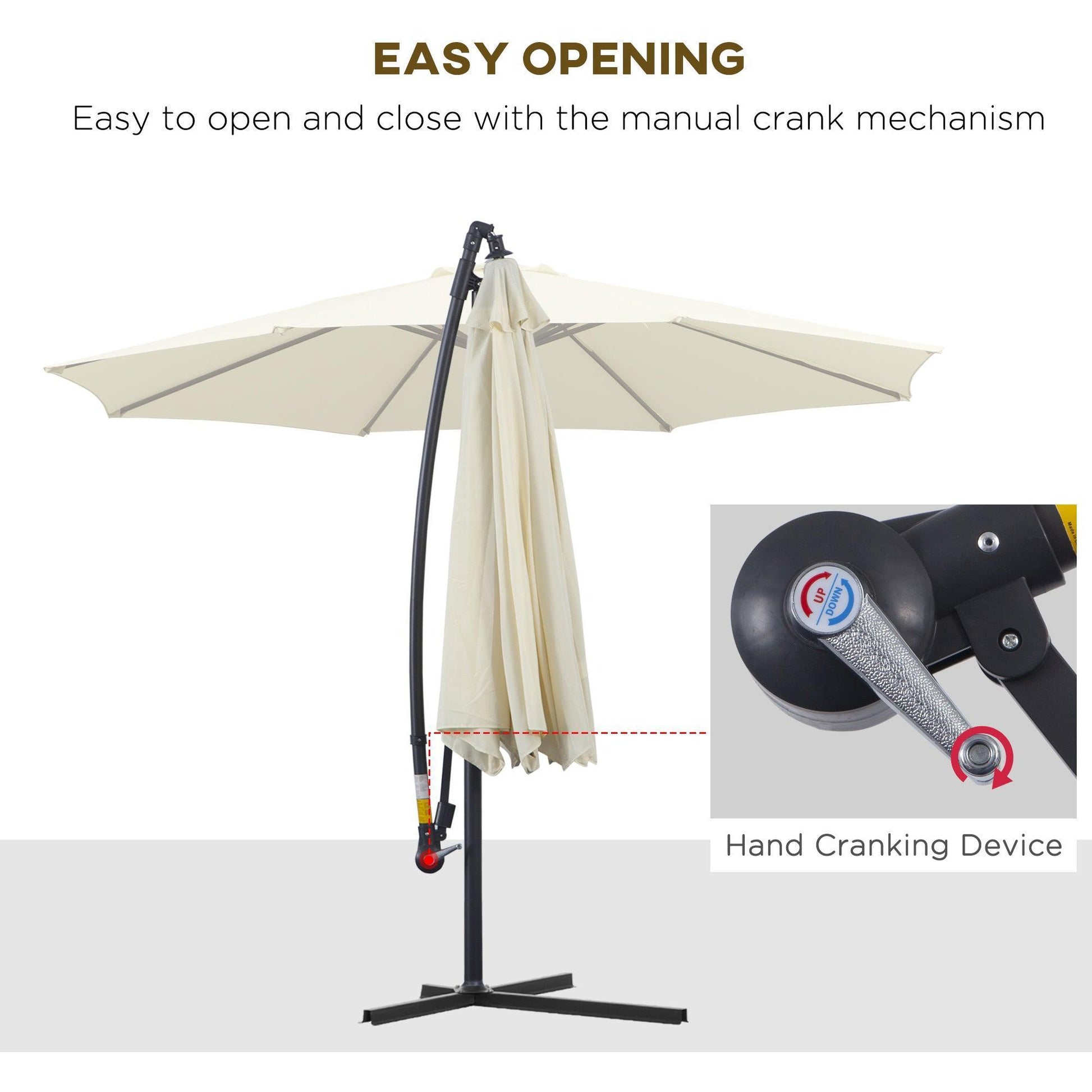 Outsunny 3m Cantilever Patio Umbrella - Cream White - ALL4U RETAILER LTD