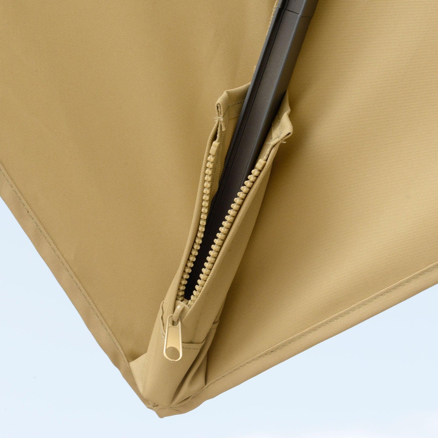 Outsunny 3m Cantilever Umbrella with Solar LED - Khaki - ALL4U RETAILER LTD