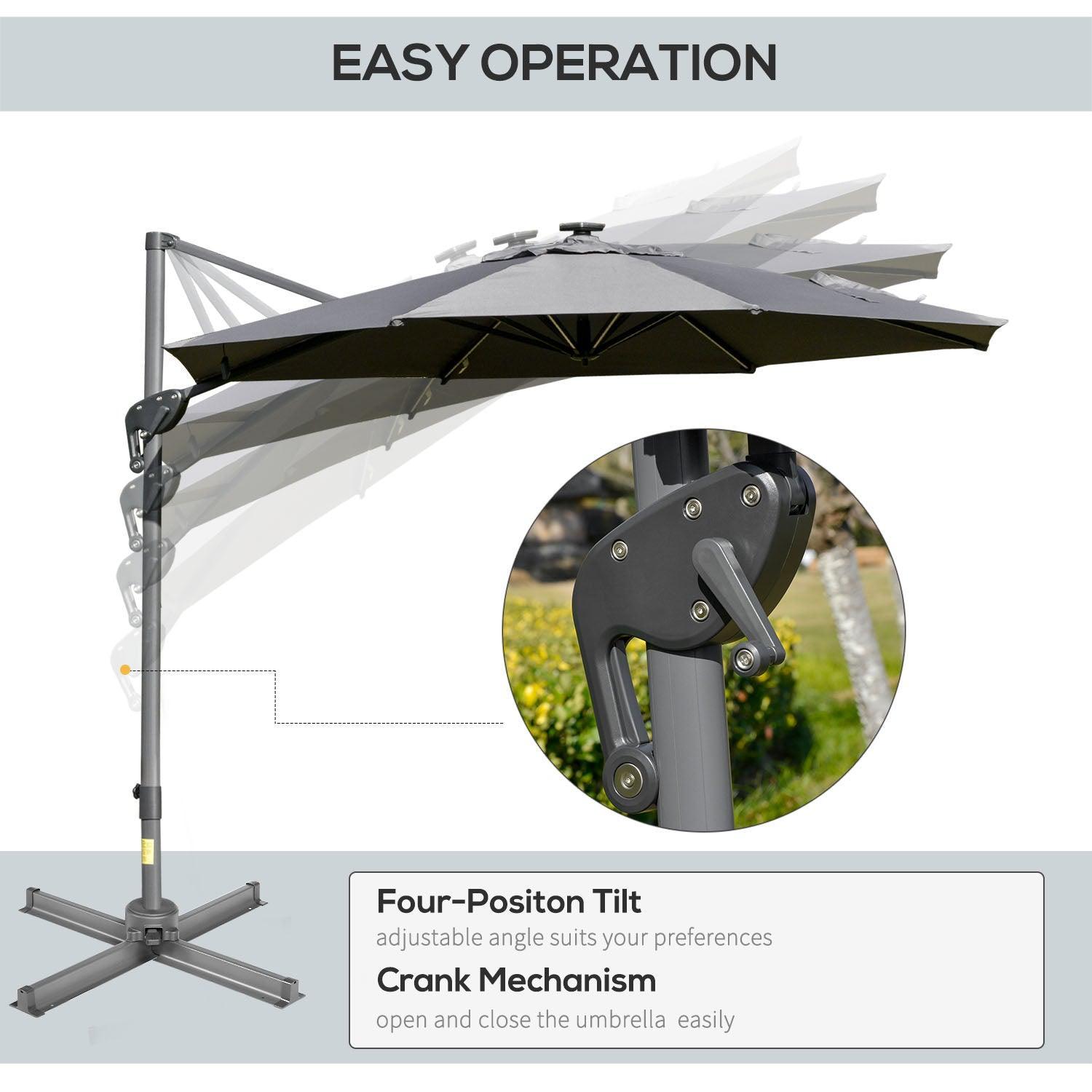 Outsunny 3m Garden Umbrella - Grey - ALL4U RETAILER LTD