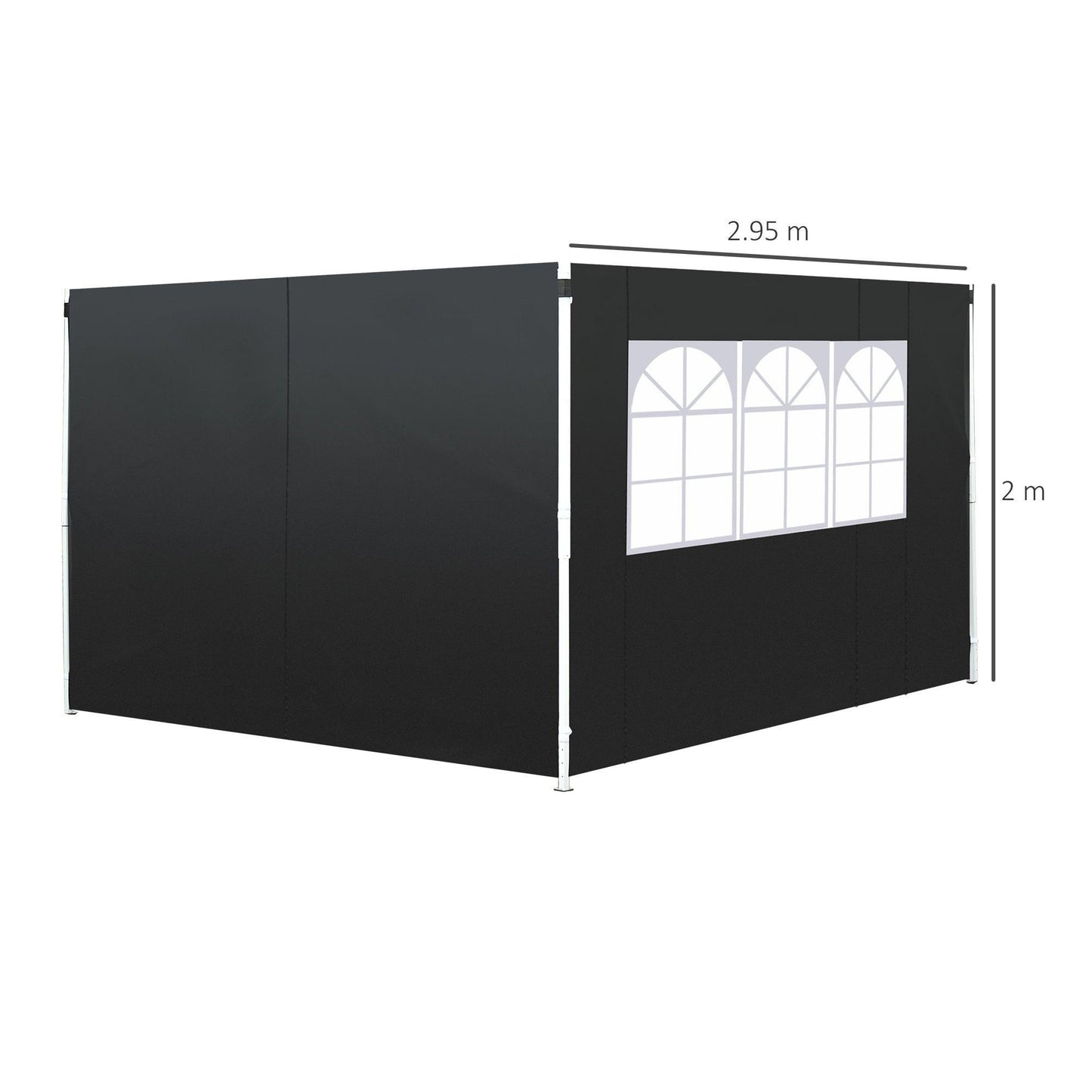 Outsunny 3m Gazebo Exchangeable Side Panels Wall in Black - ALL4U RETAILER LTD