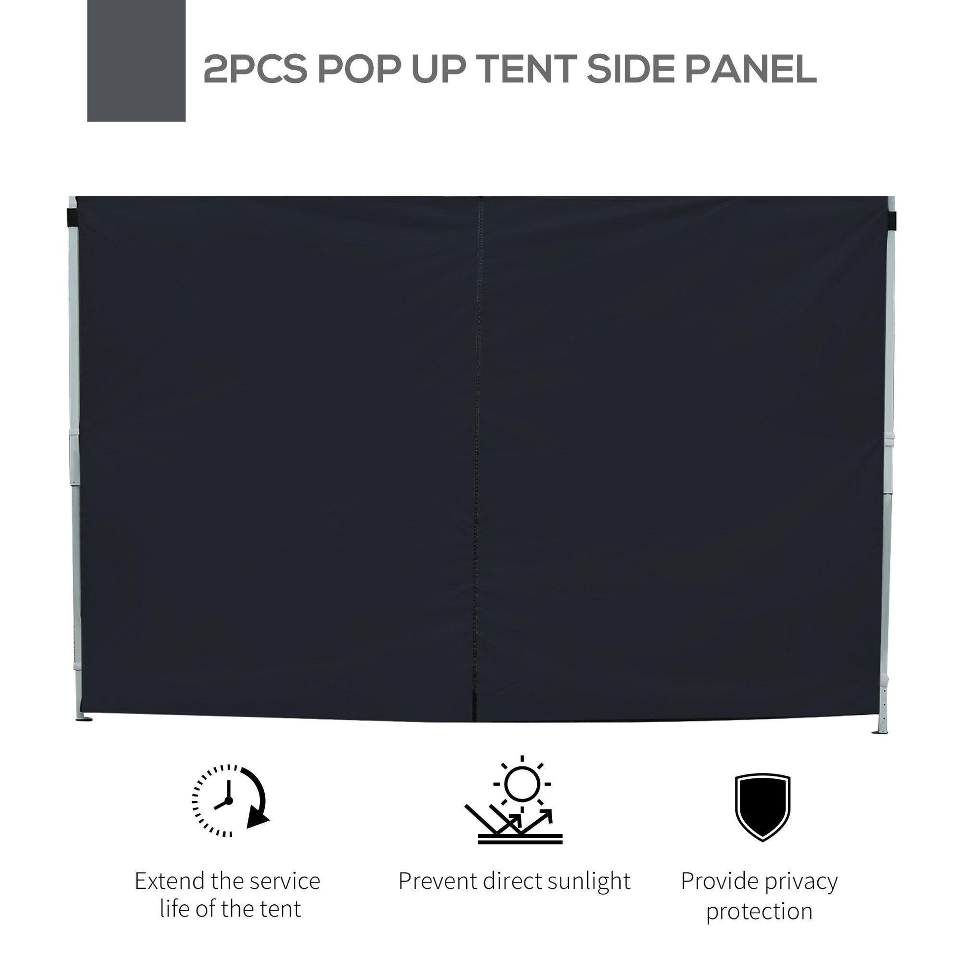 Outsunny 3m Gazebo Exchangeable Side Panels Wall in Black - ALL4U RETAILER LTD