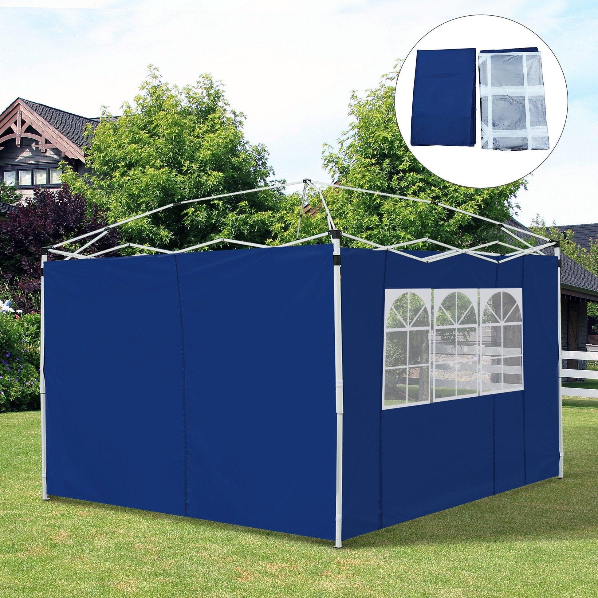 Outsunny 3m Gazebo Exchangeable Side Panels with Window in Blue - ALL4U RETAILER LTD