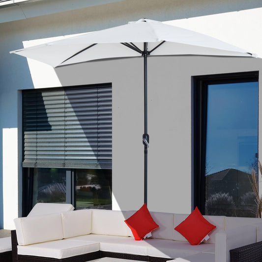 Outsunny 3m Half Round Umbrella - White - ALL4U RETAILER LTD