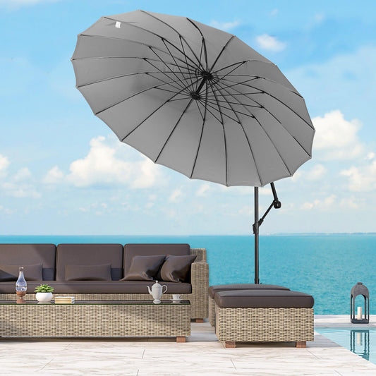 Outsunny 3m Hanging Sun Umbrella - Grey - ALL4U RETAILER LTD