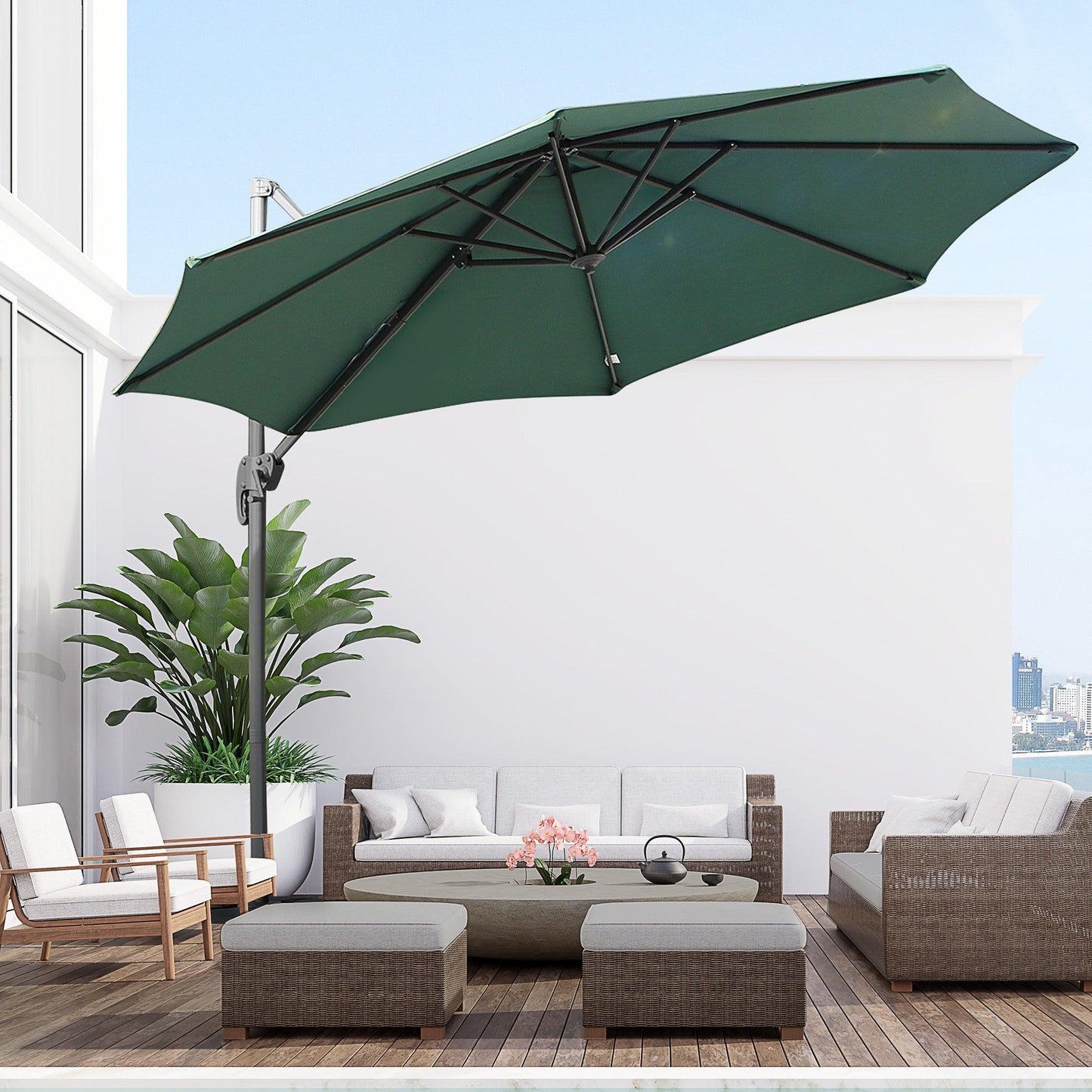 Outsunny 3m Patio Umbrella: Green for Stylish Outdoor Shade - ALL4U RETAILER LTD