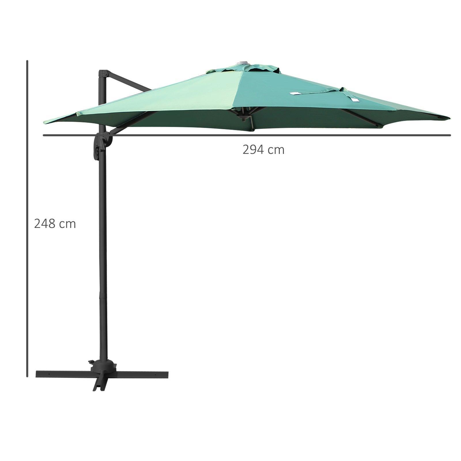 Outsunny 3m Patio Umbrella: Green for Stylish Outdoor Shade - ALL4U RETAILER LTD