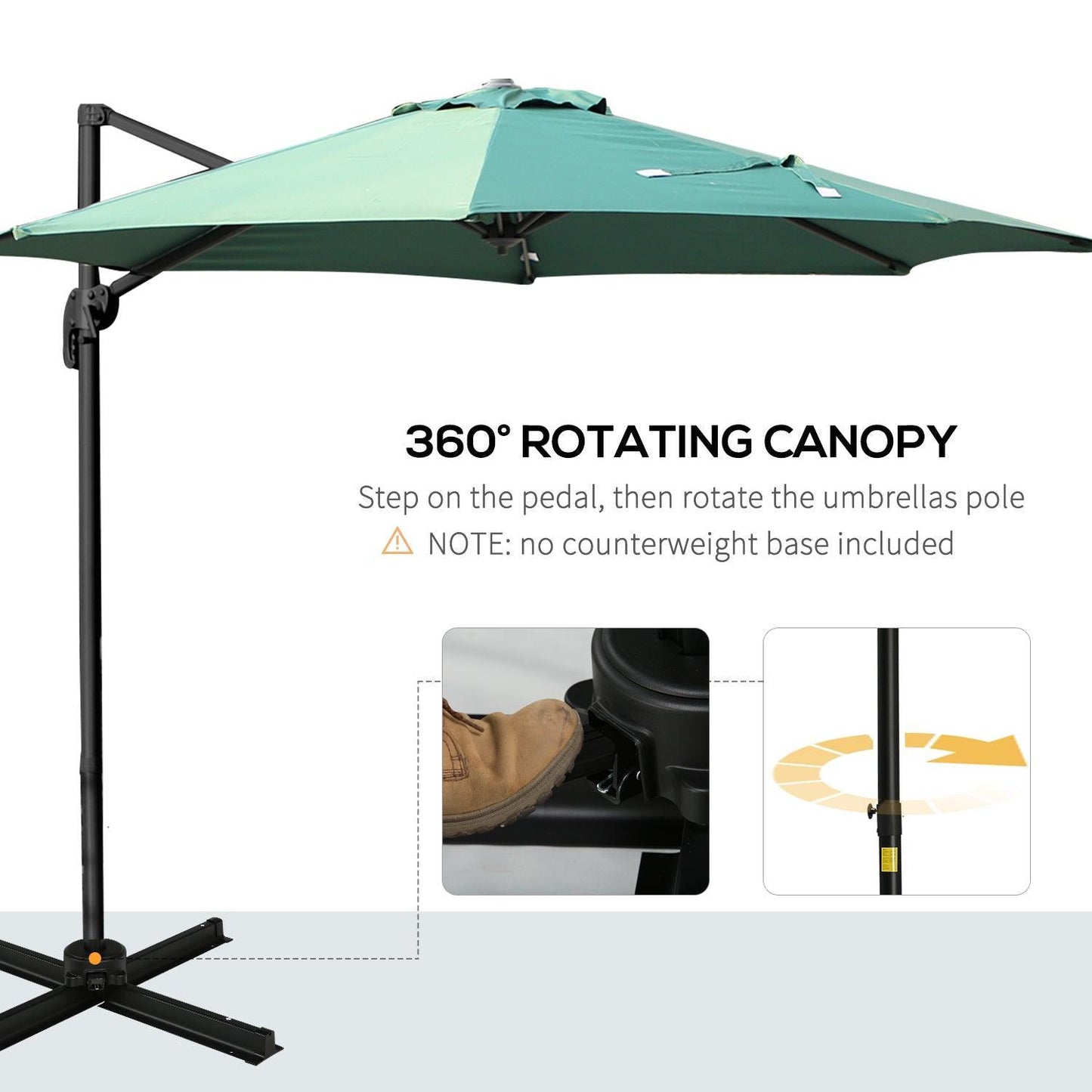 Outsunny 3m Patio Umbrella: Green for Stylish Outdoor Shade - ALL4U RETAILER LTD