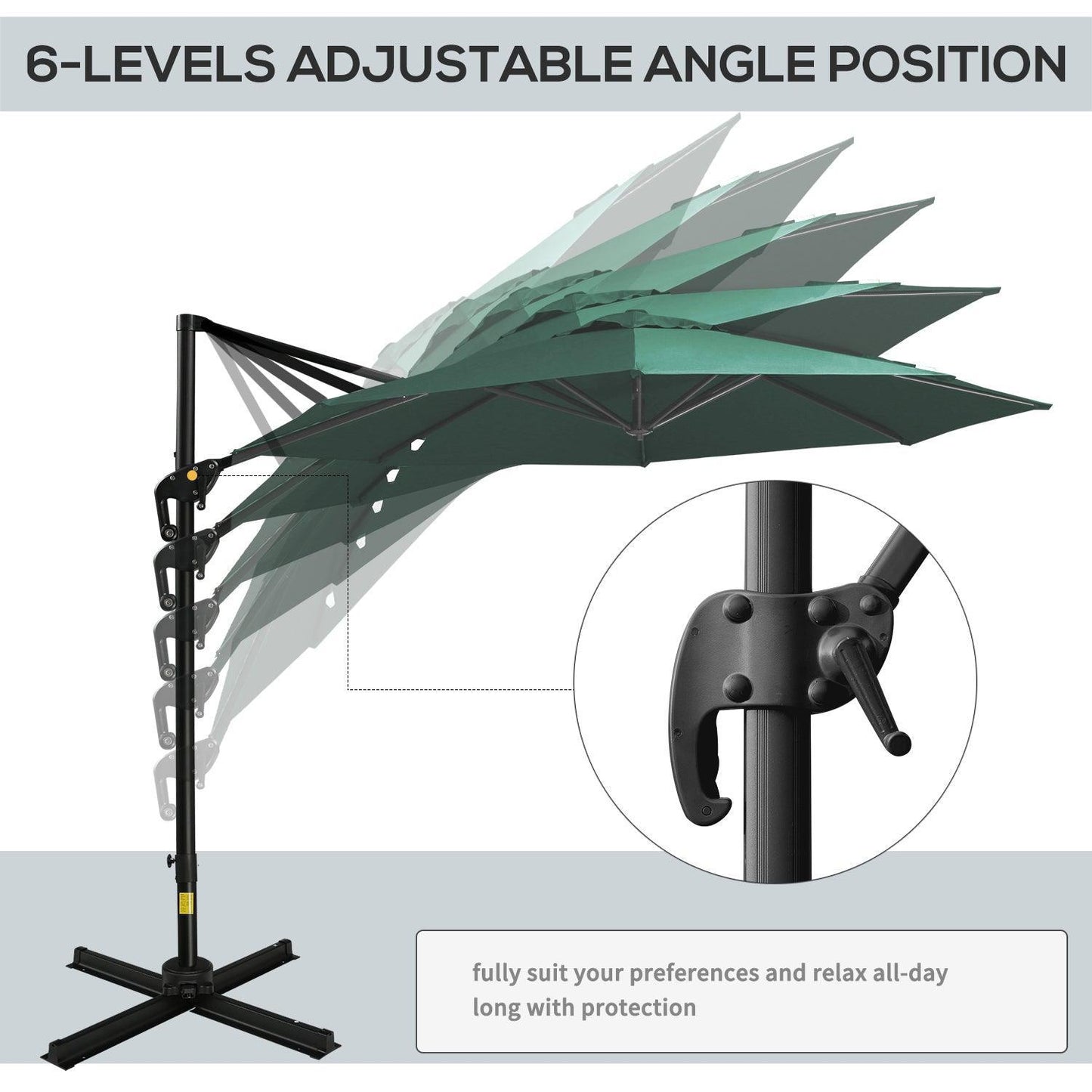 Outsunny 3m Patio Umbrella: Green for Stylish Outdoor Shade - ALL4U RETAILER LTD