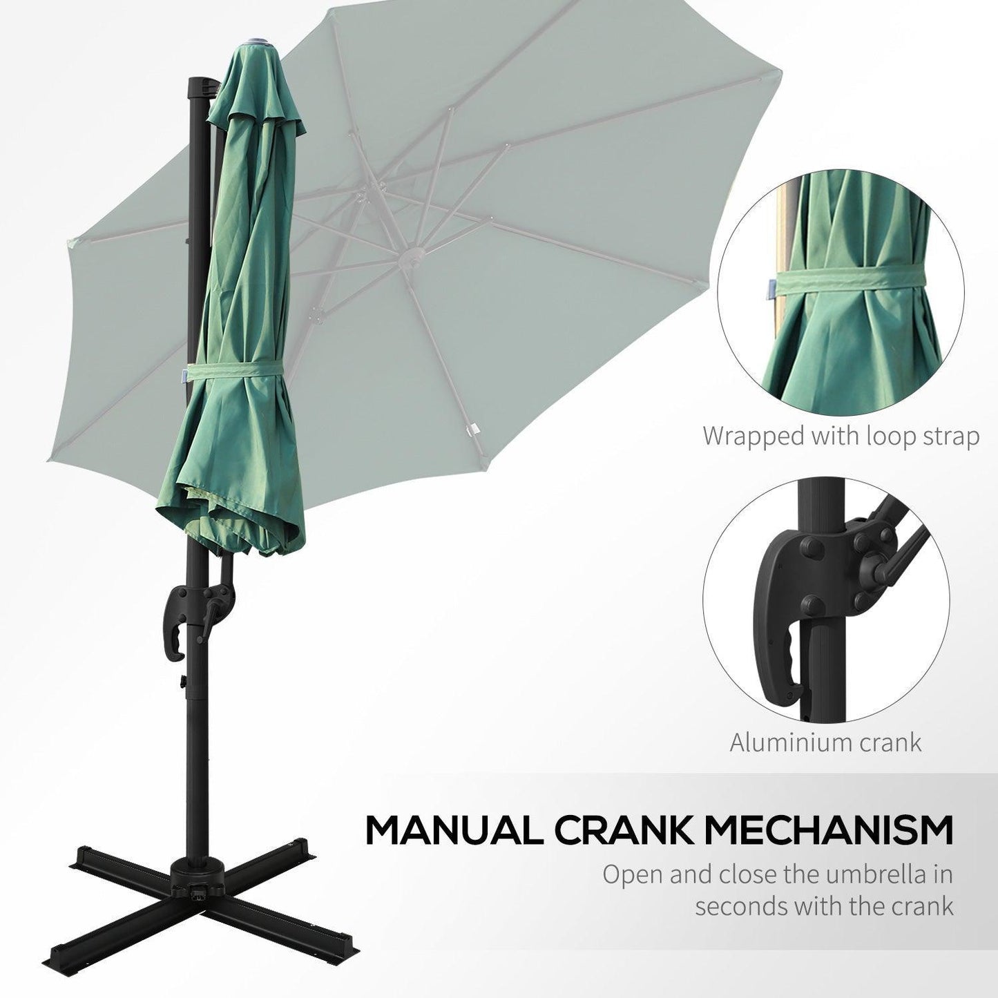 Outsunny 3m Patio Umbrella: Green for Stylish Outdoor Shade - ALL4U RETAILER LTD