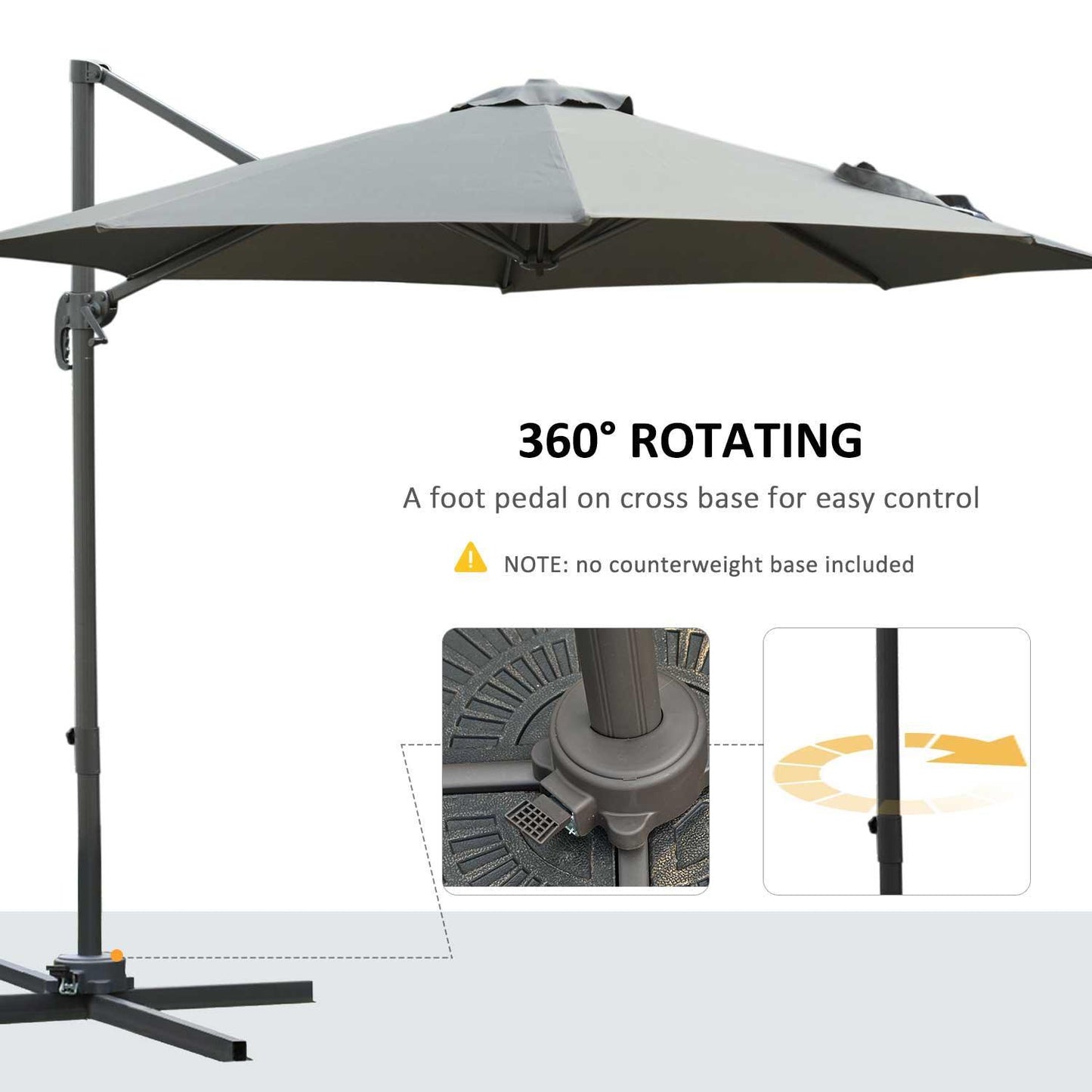 Outsunny 3m Patio Umbrella with Cross Base- Dark Grey - ALL4U RETAILER LTD