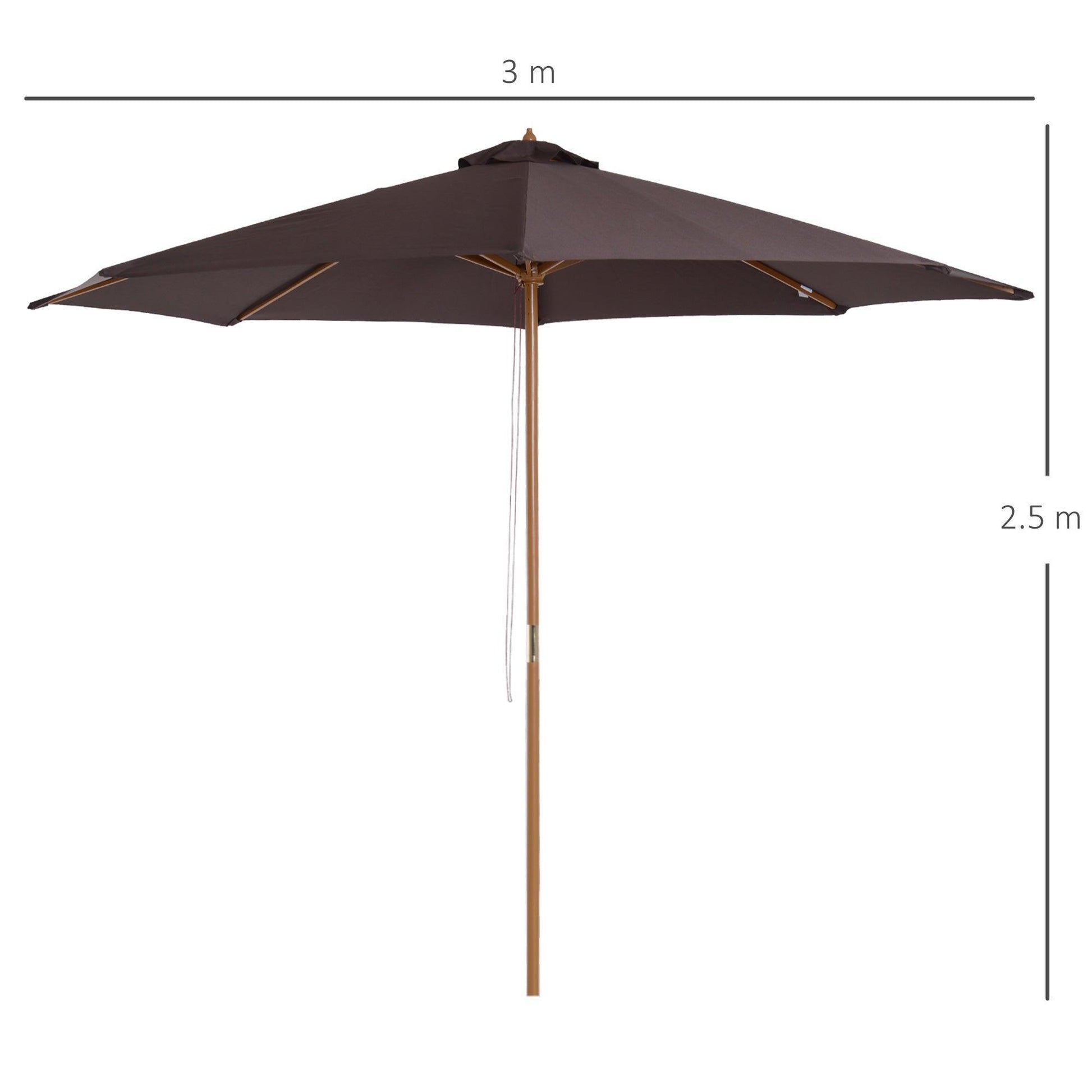 Outsunny 3m Sunshade Canopy Umbrella, Coffee - ALL4U RETAILER LTD