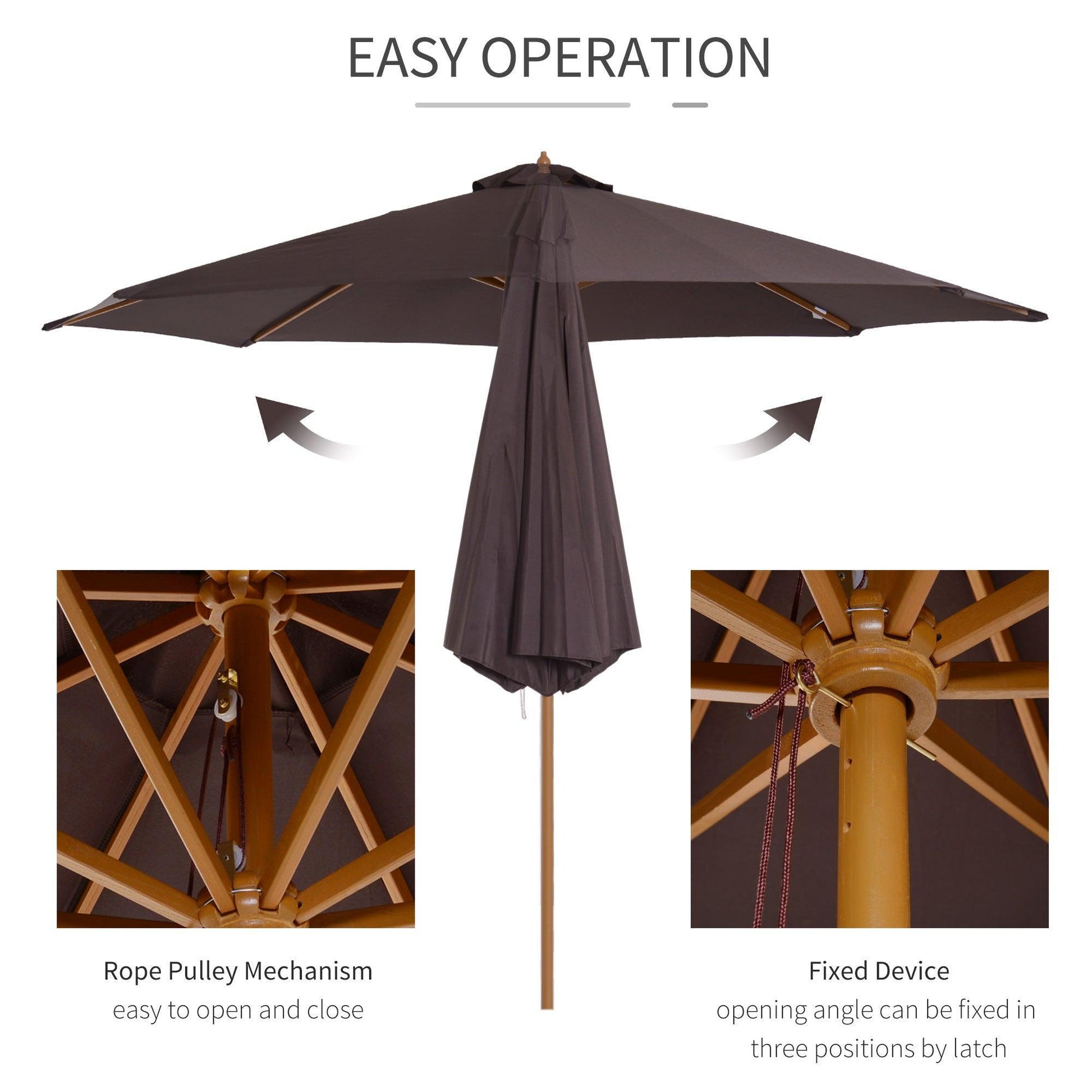 Outsunny 3m Sunshade Canopy Umbrella, Coffee - ALL4U RETAILER LTD