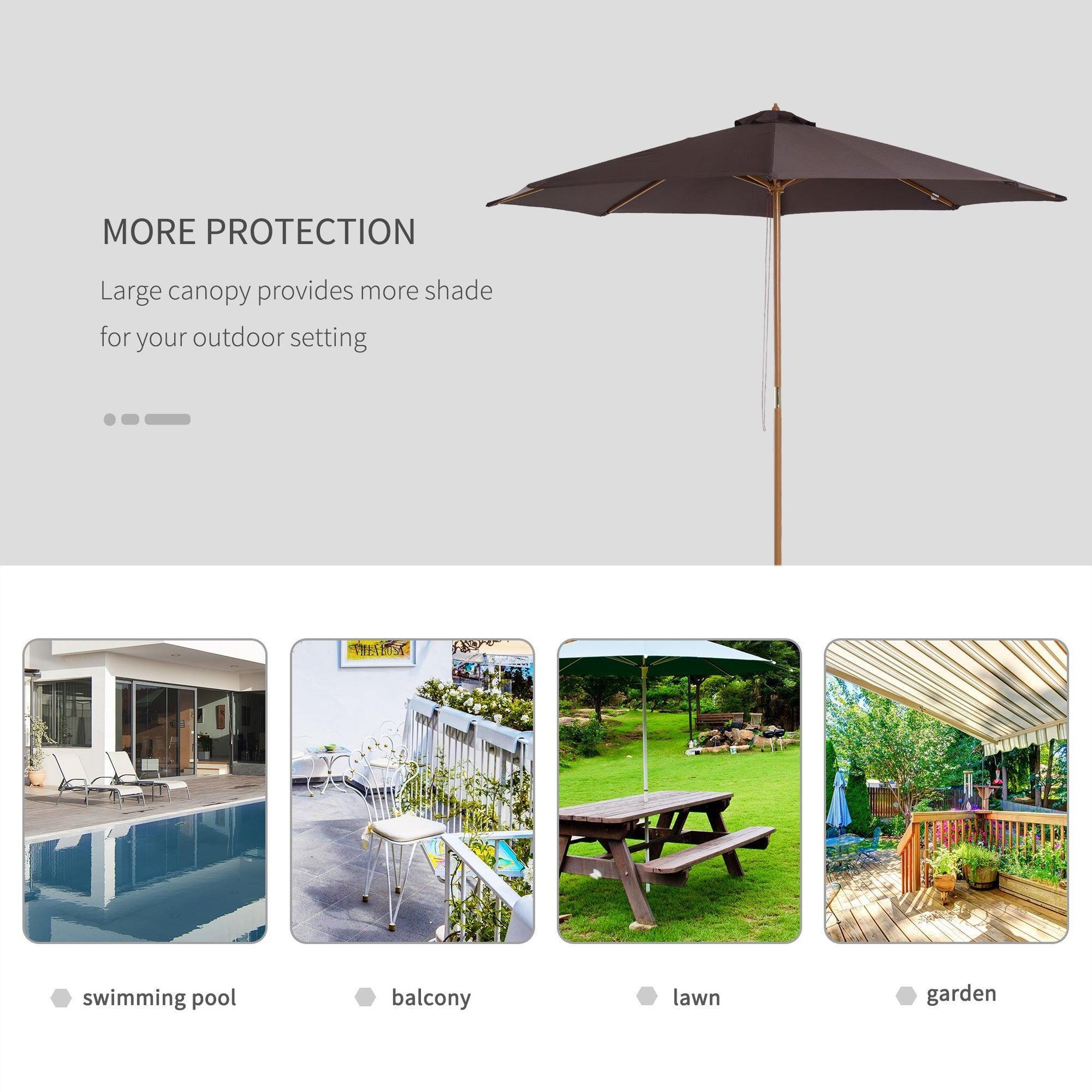 Outsunny 3m Sunshade Canopy Umbrella, Coffee - ALL4U RETAILER LTD