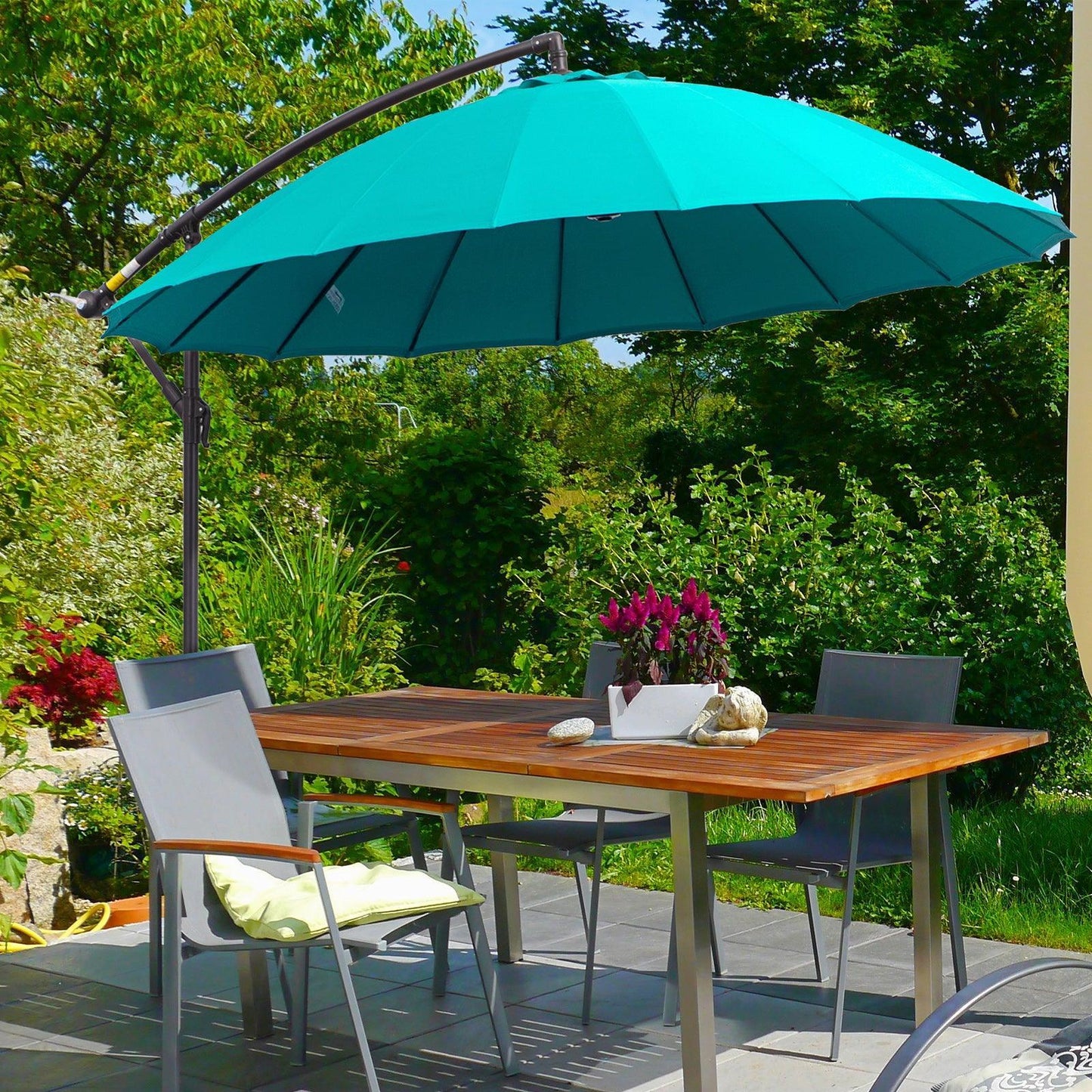 Outsunny 3m Turquoise Cantilever Umbrella - ALL4U RETAILER LTD