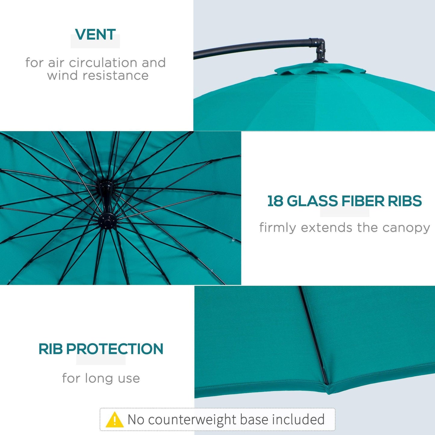 Outsunny 3m Turquoise Cantilever Umbrella - ALL4U RETAILER LTD