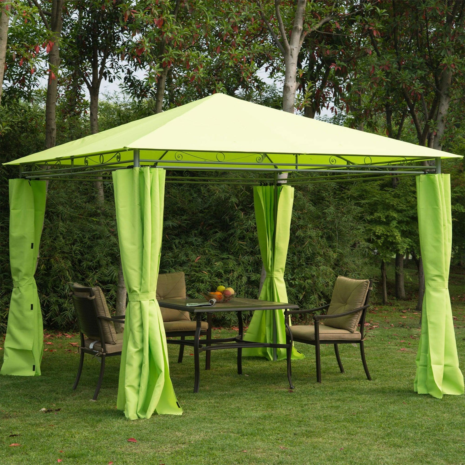 Outsunny 3m x 3m Lemon Green Garden Metal Gazebo - ALL4U RETAILER LTD